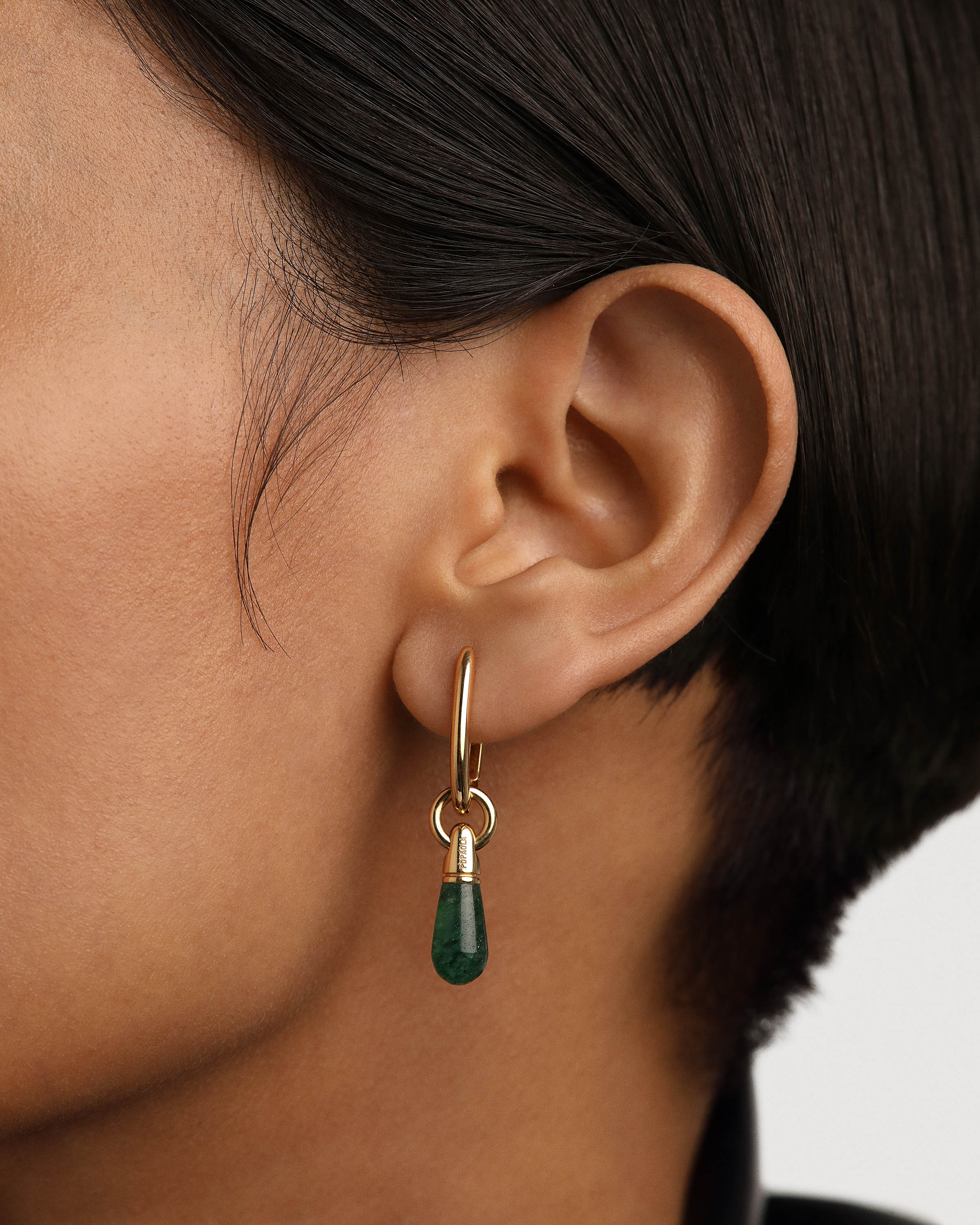 Green Aventurine Jupiter Single Hoop