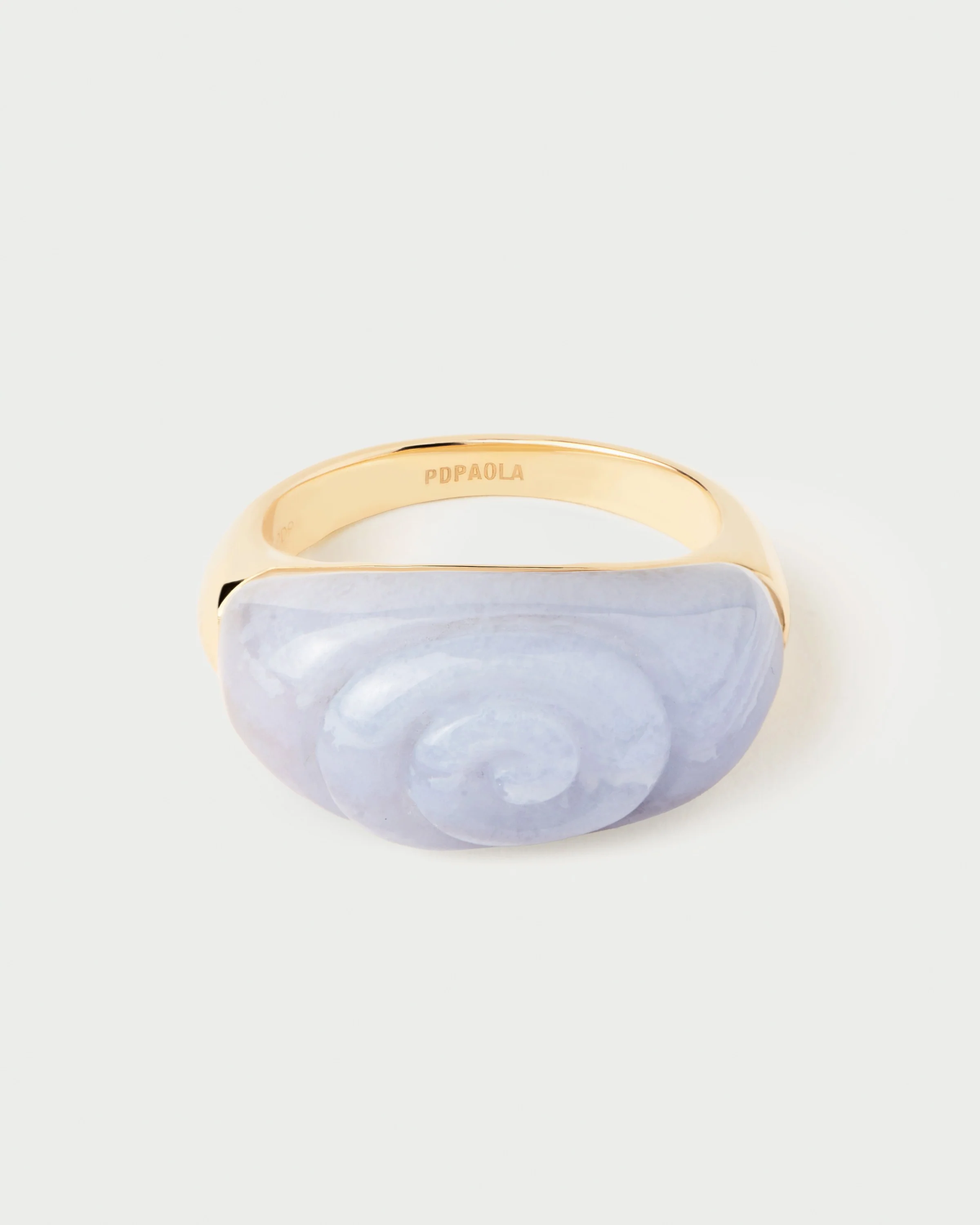 Blue lace agate Shell ring 3 Blue lace agate Shell ring