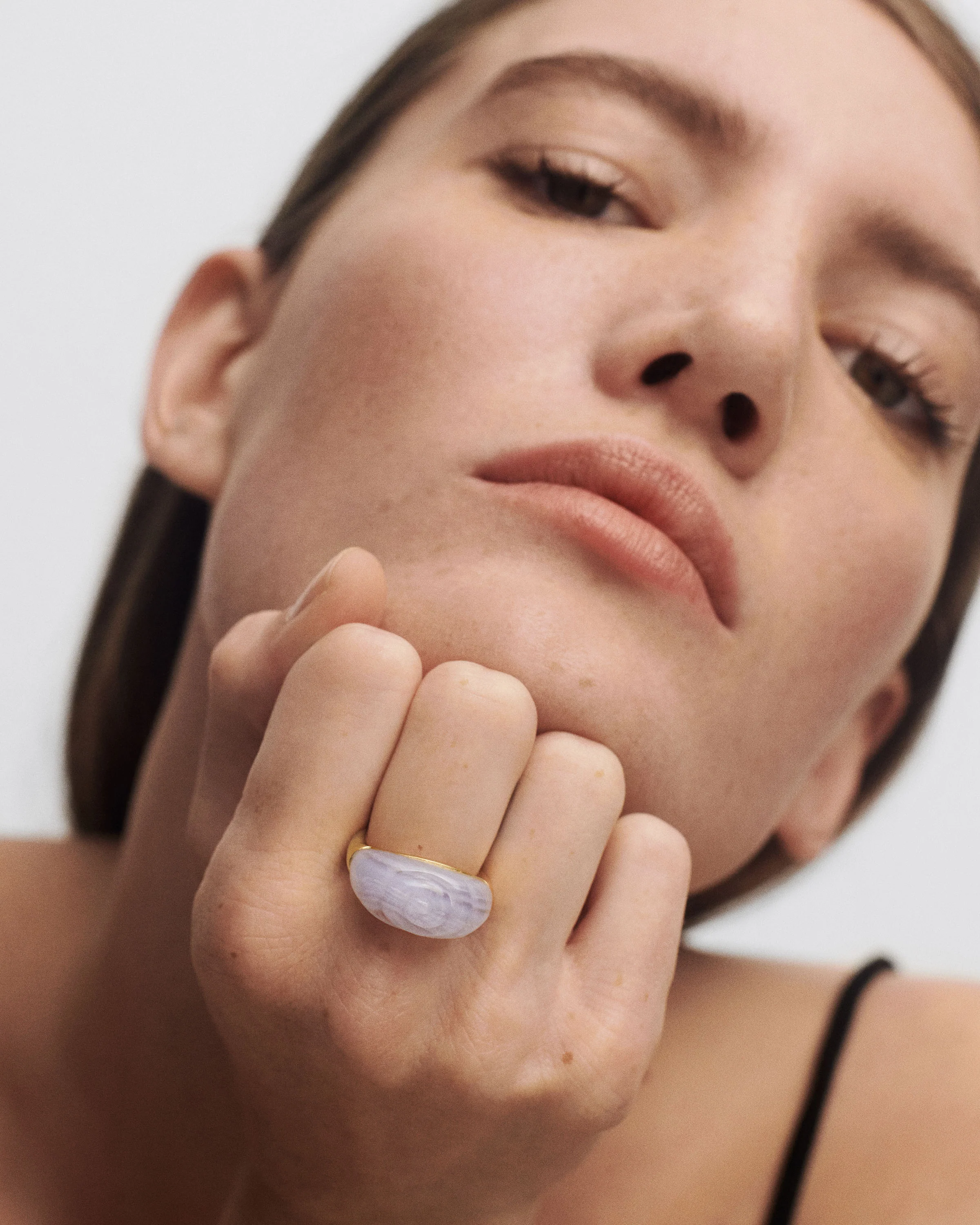 Blue lace agate Shell ring 6 Blue lace agate Shell ring