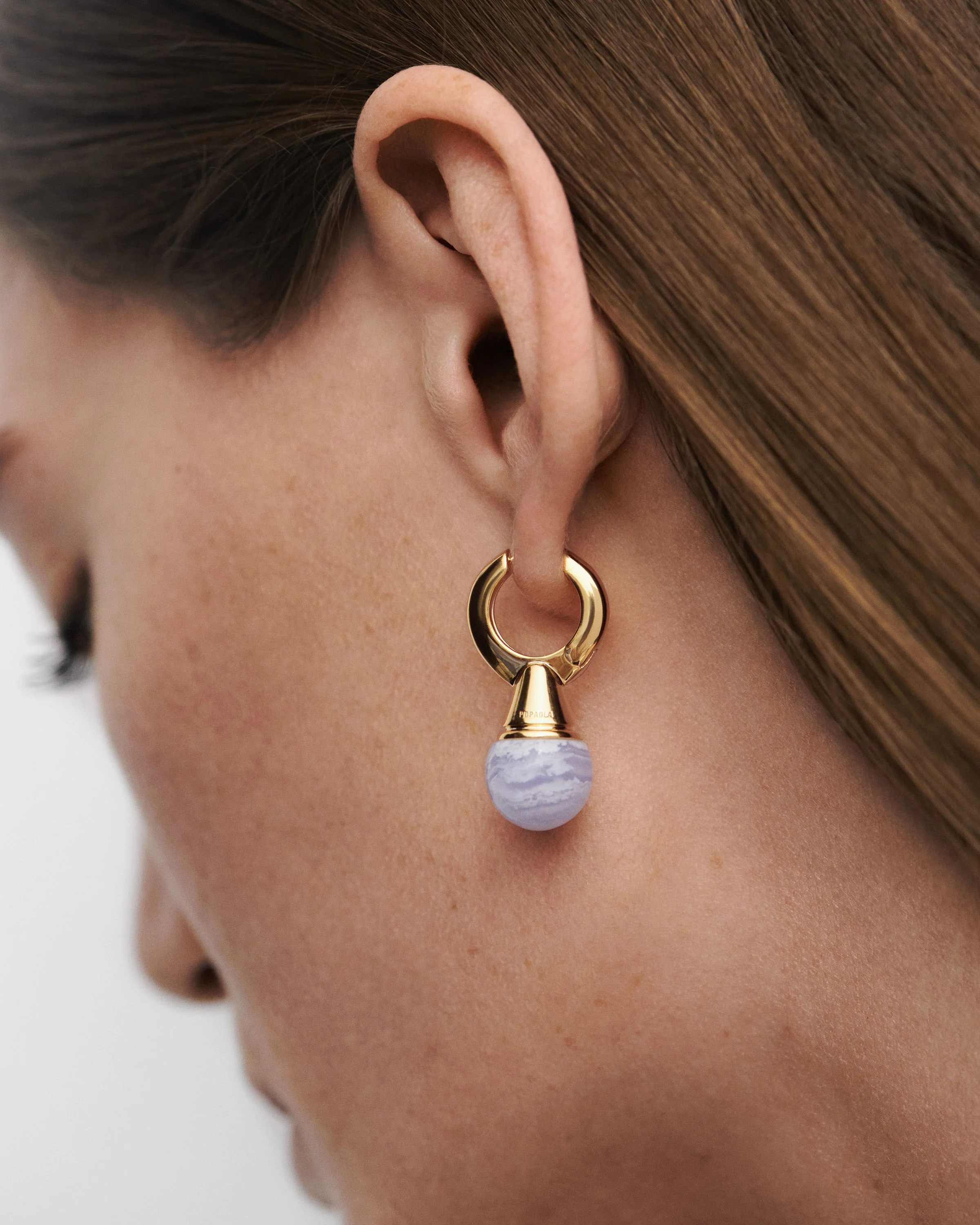 Blue lace agate Riviera hoops