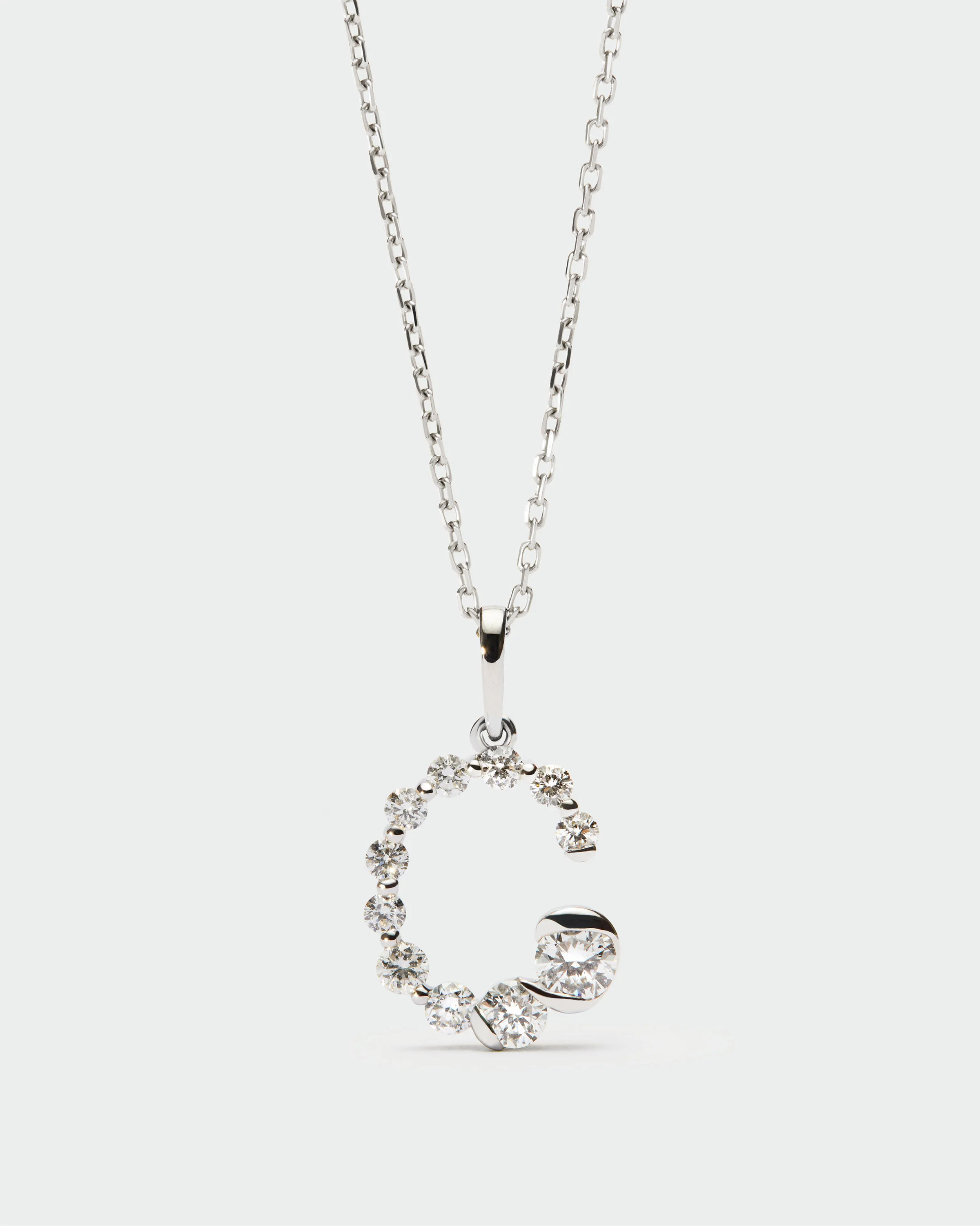 Diamonds and white gold C initial pendant 3 Diamonds and white gold C initial pendant