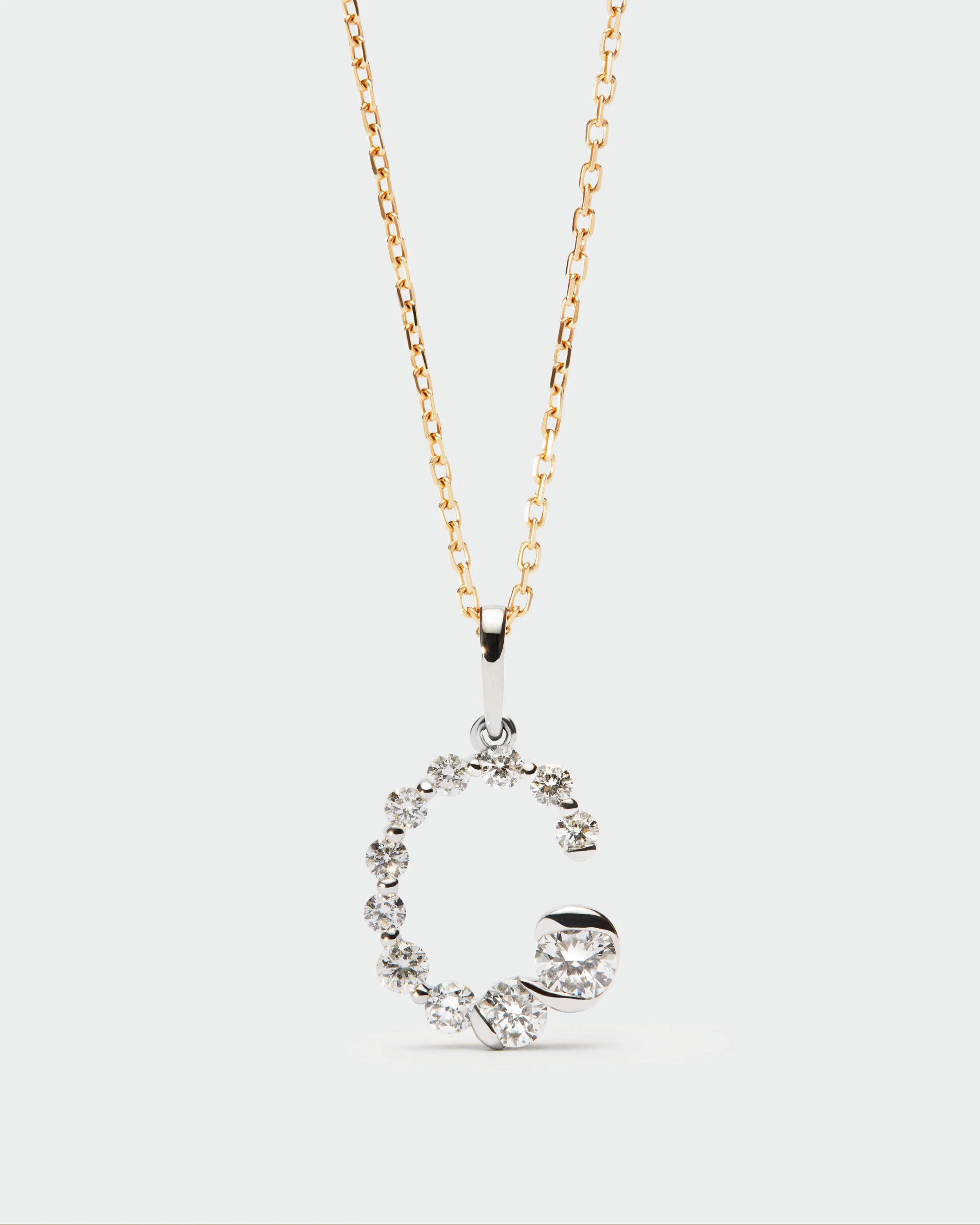 Diamonds and white gold C initial pendant 7 Diamonds and white gold C initial pendant