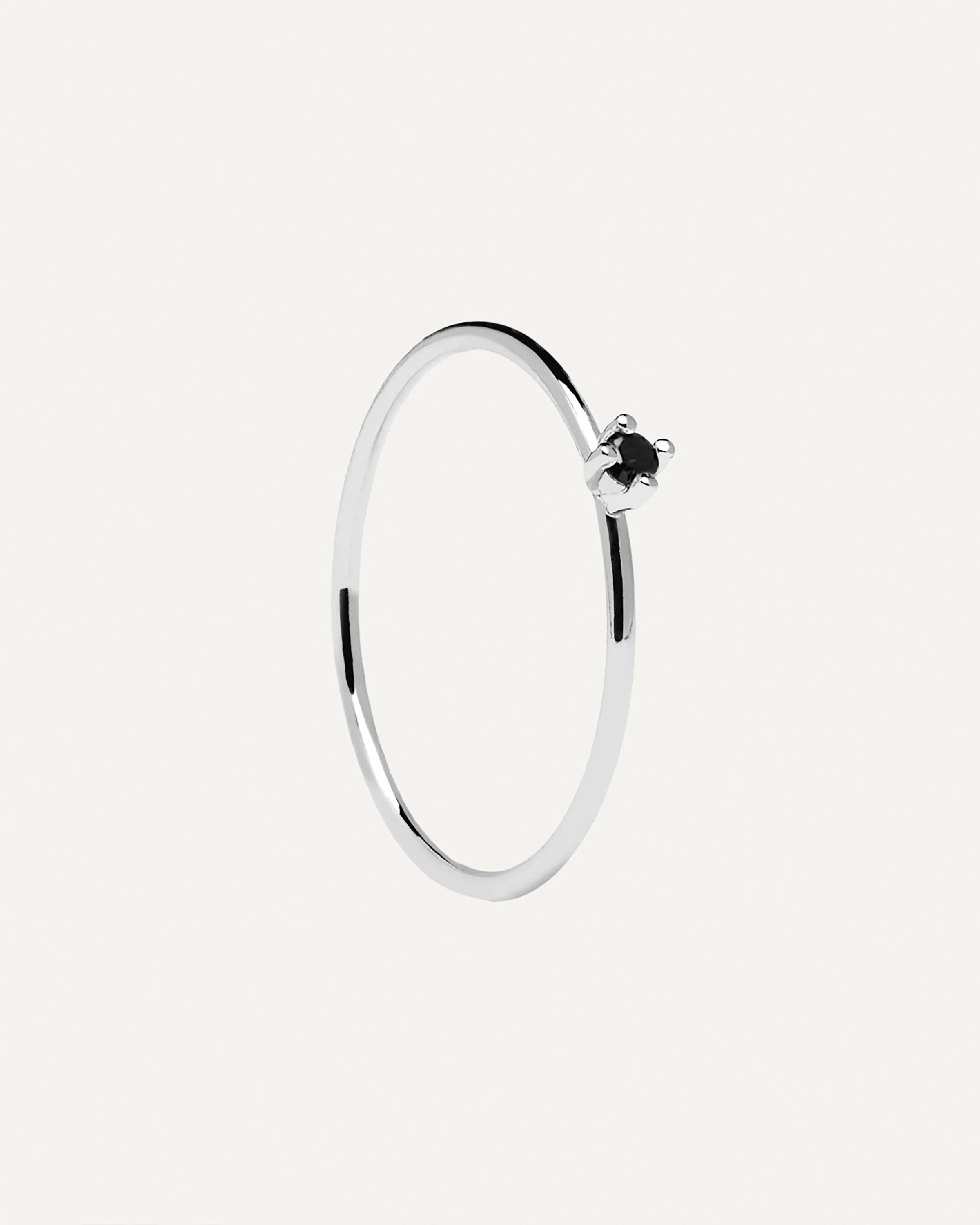 Black Solitary Silver Ring