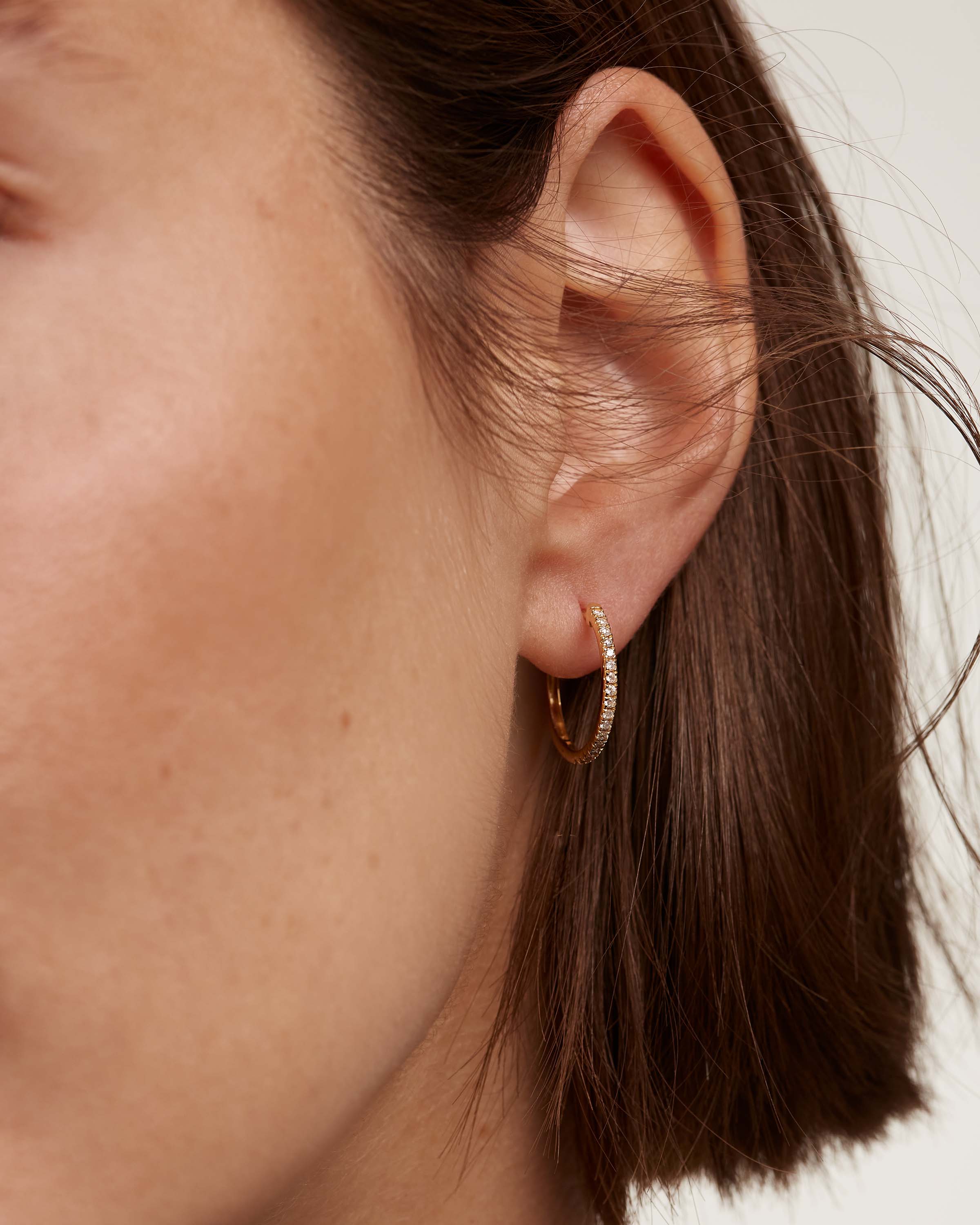 Diamonds and Gold Eternity Medium Hoops