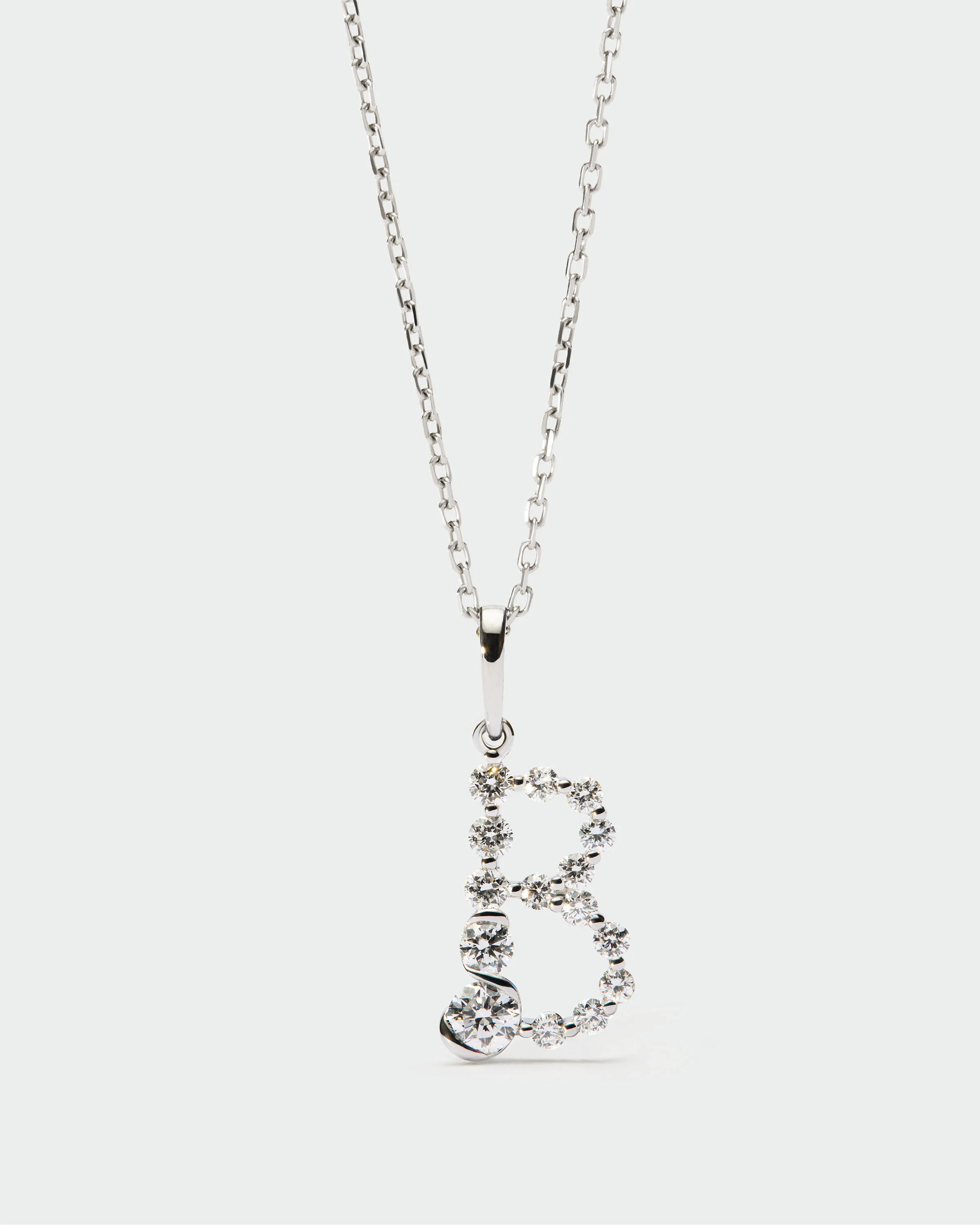 Diamonds and white gold B initial pendant 3 Diamonds and white gold B initial pendant