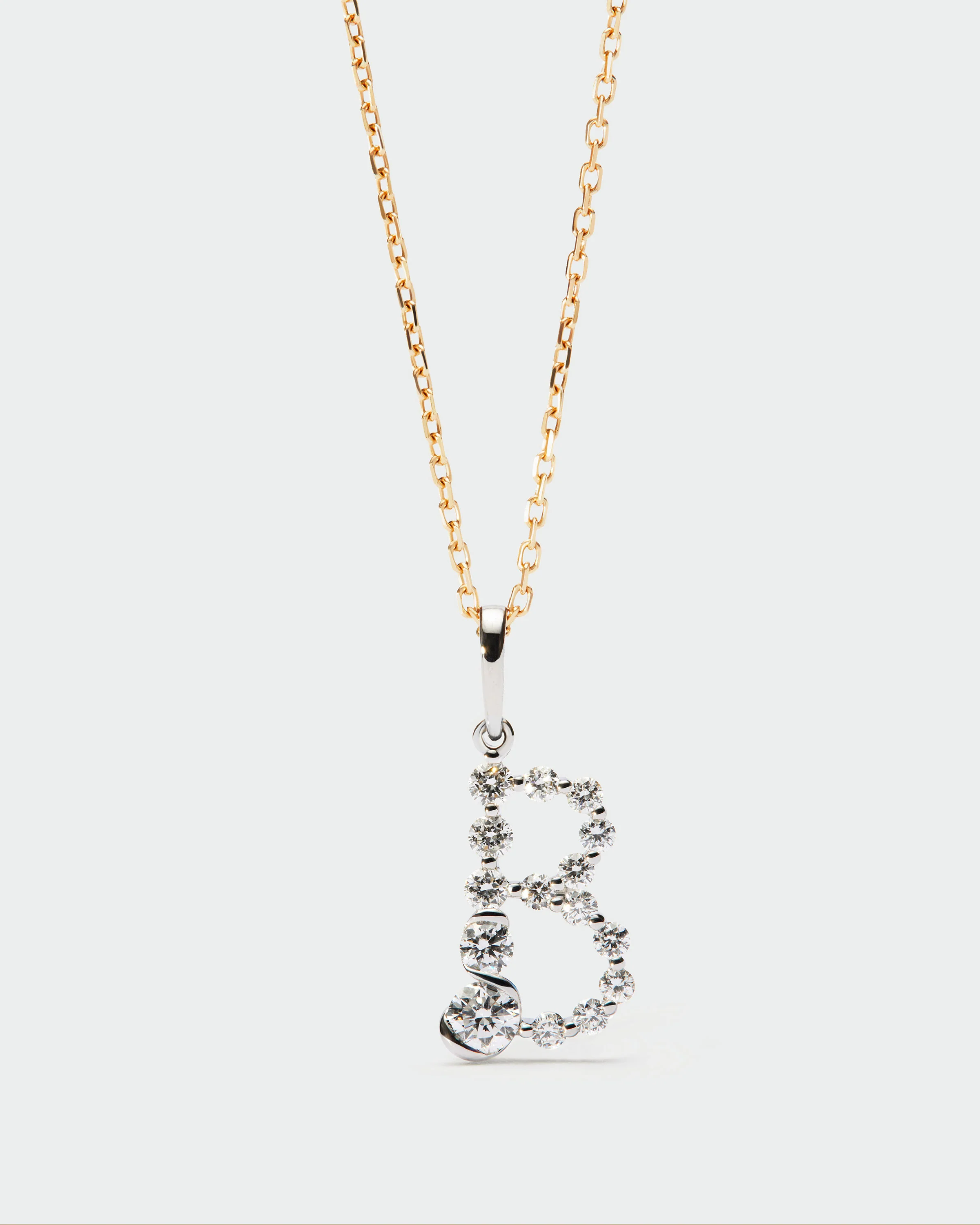 Diamonds and white gold B initial pendant 5 Diamonds and white gold B initial pendant