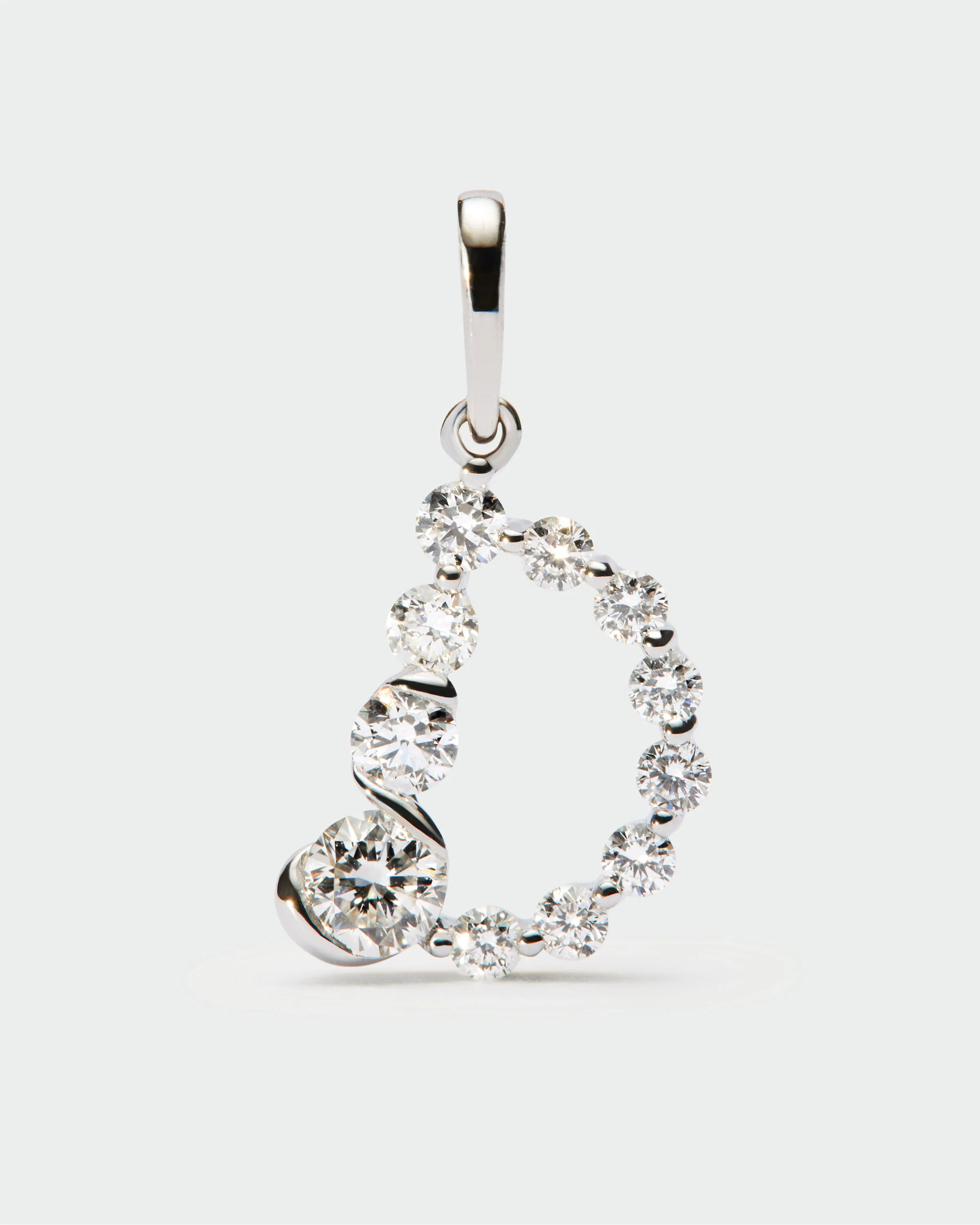 Diamonds and white gold D initial pendant