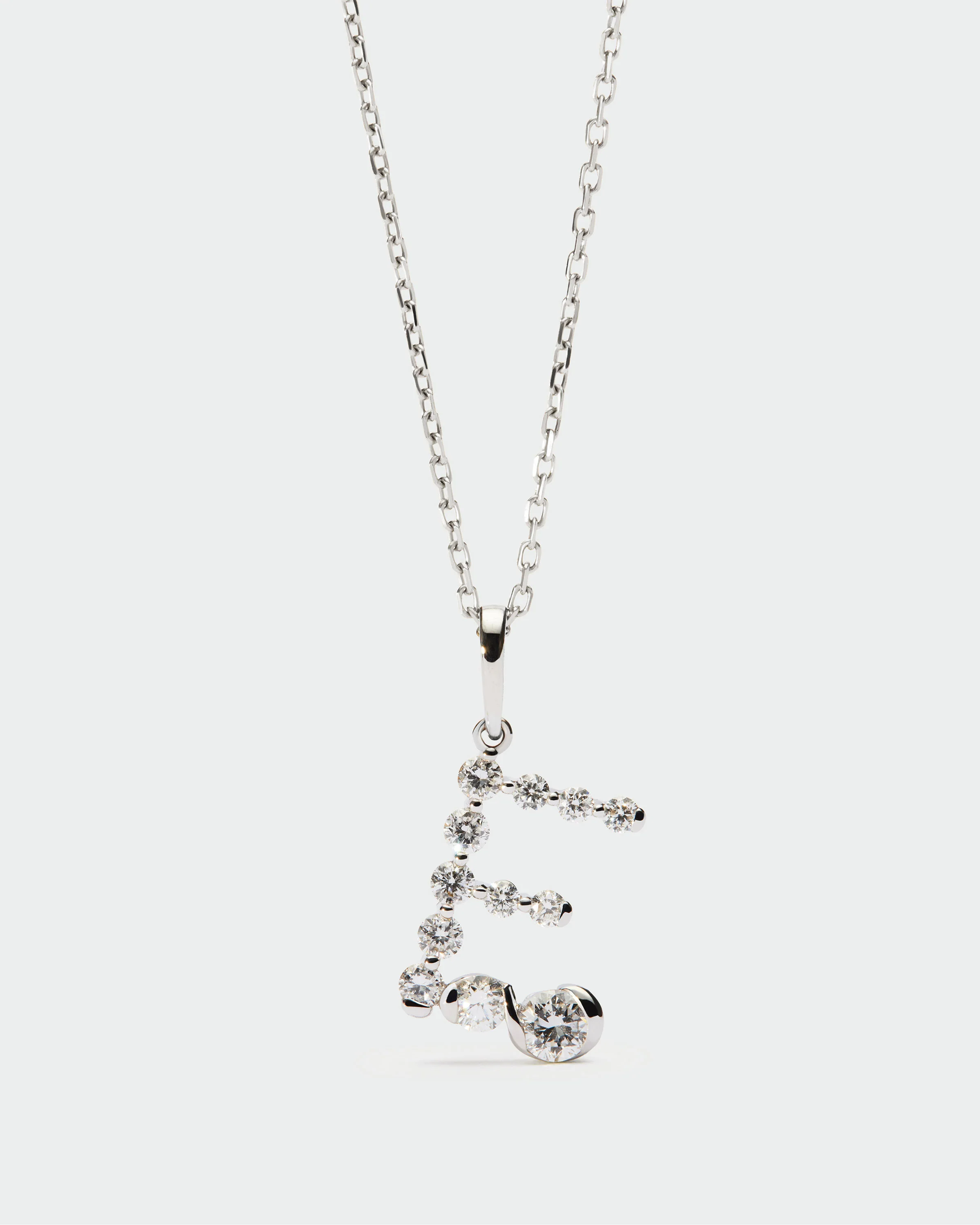Diamonds and white gold E initial pendant 3 Diamonds and white gold E initial pendant