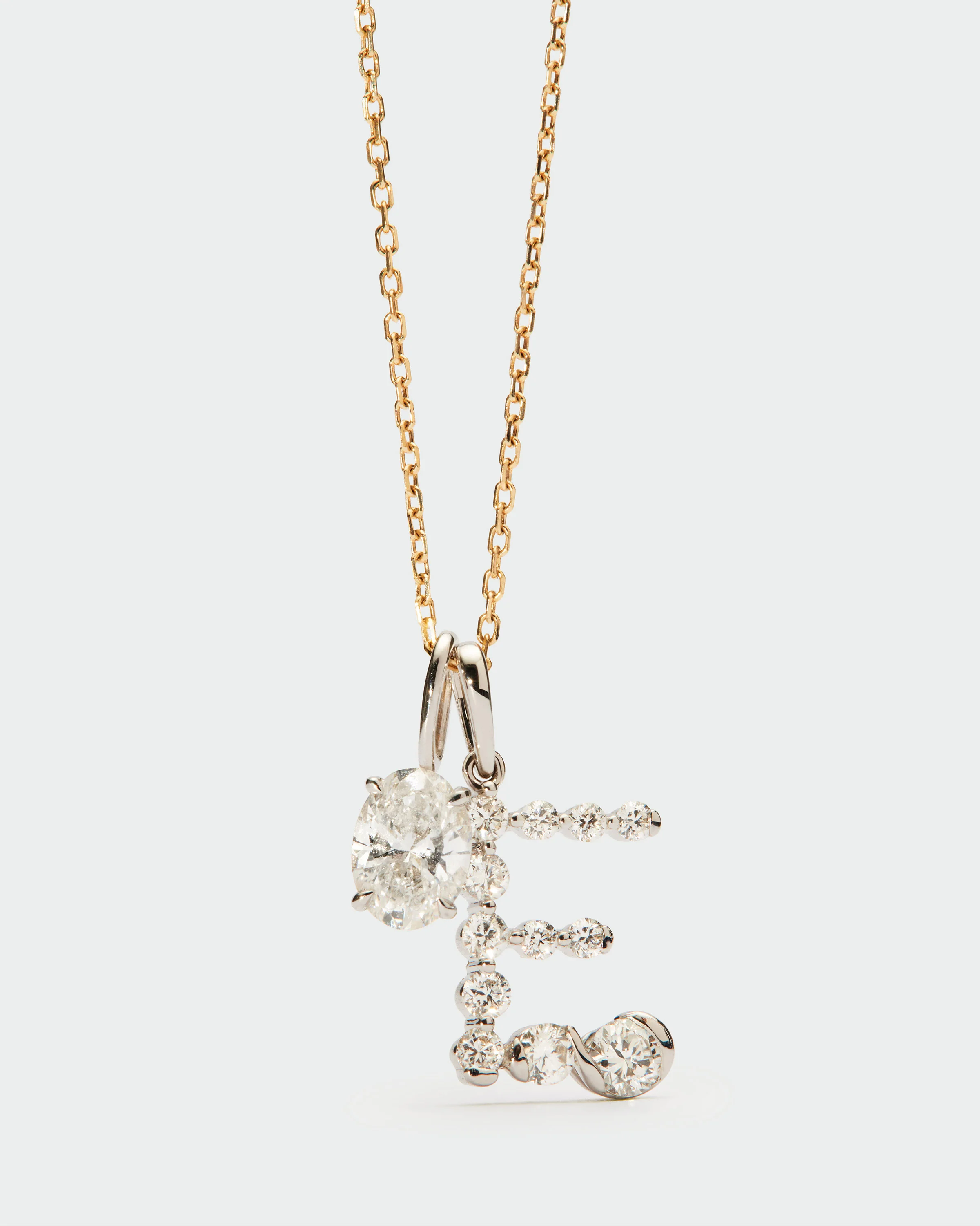 Diamonds and white gold E initial pendant 6 Diamonds and white gold E initial pendant