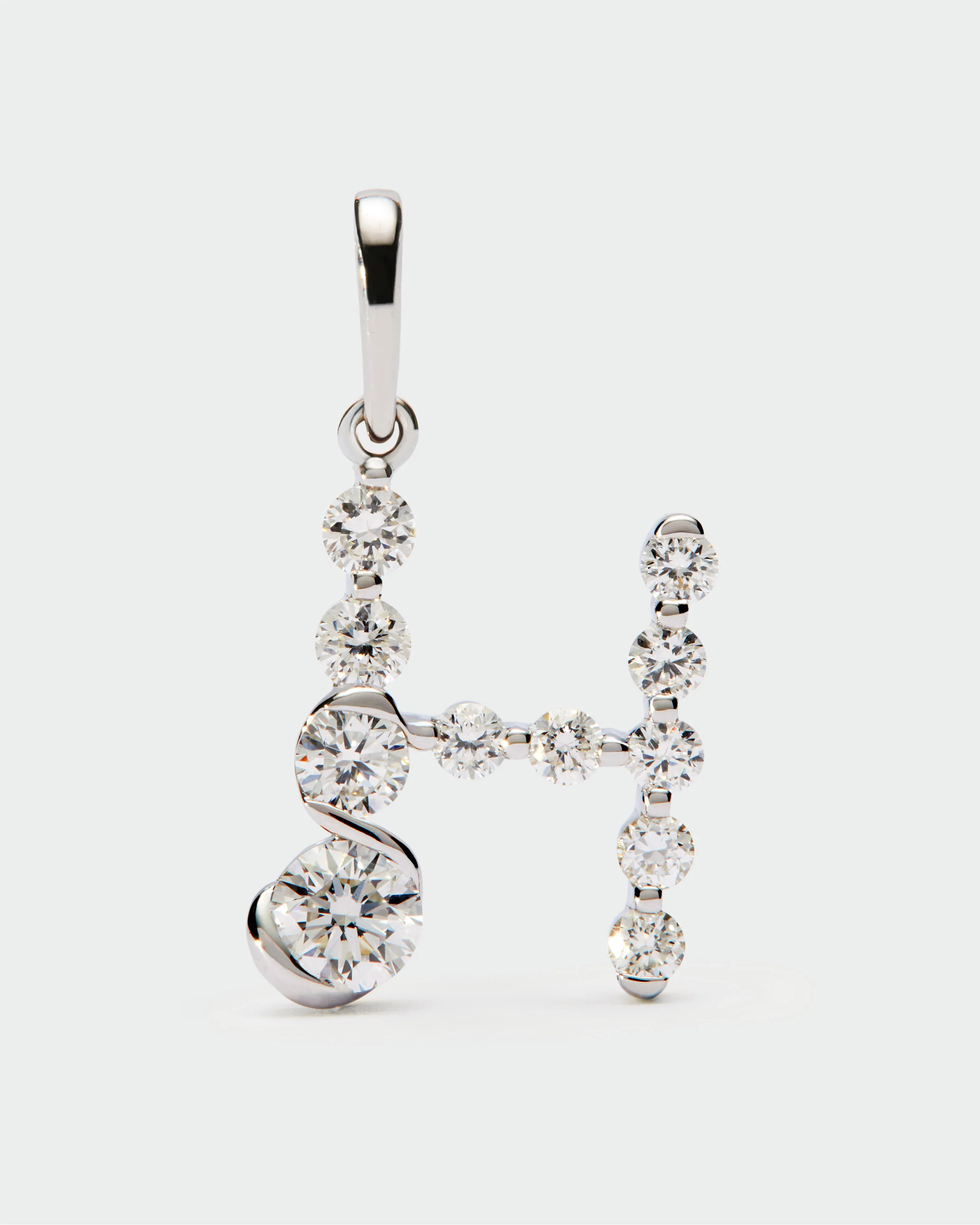 Diamonds and white gold H initial pendant