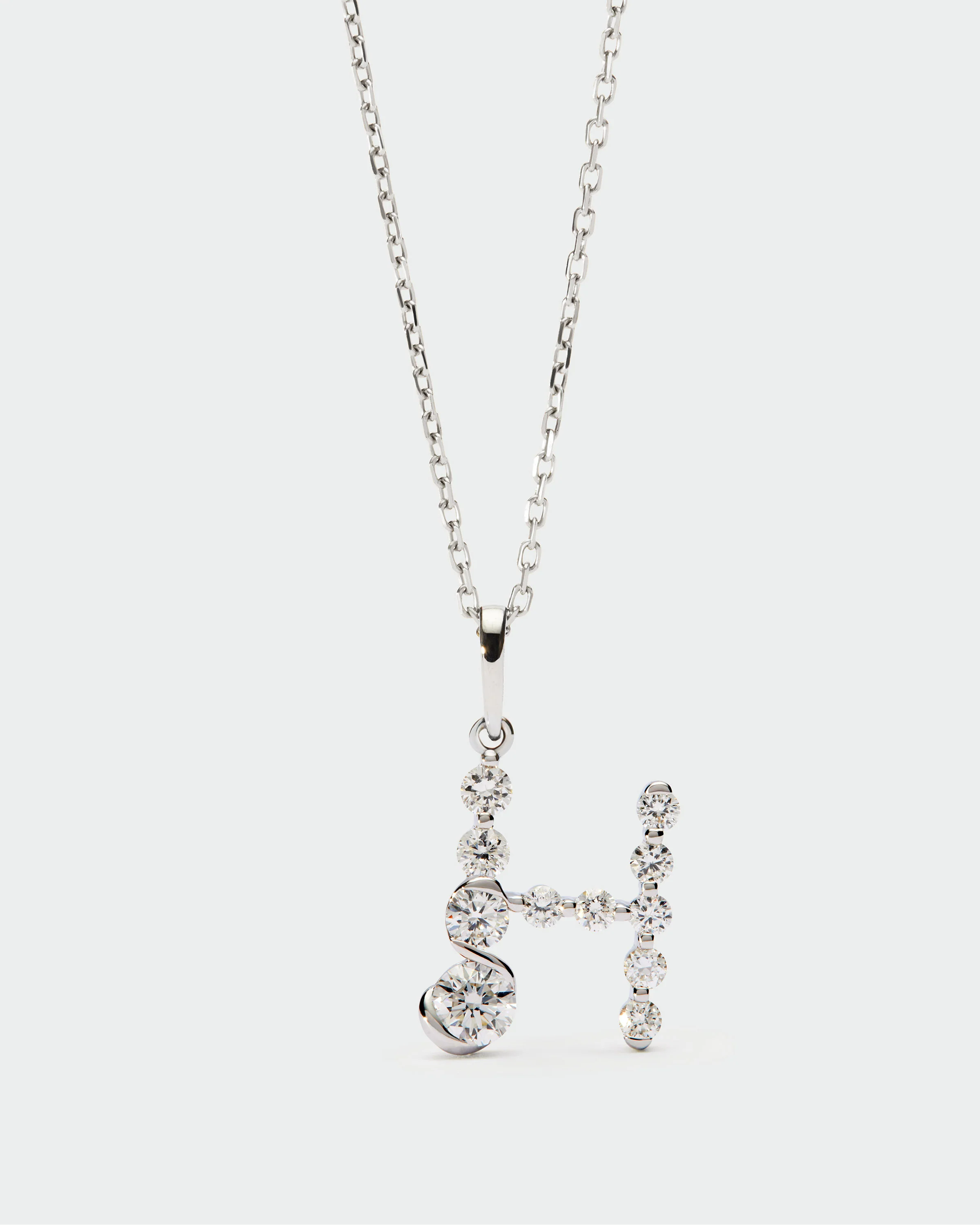 Diamonds and white gold H initial pendant 3 Diamonds and white gold H initial pendant