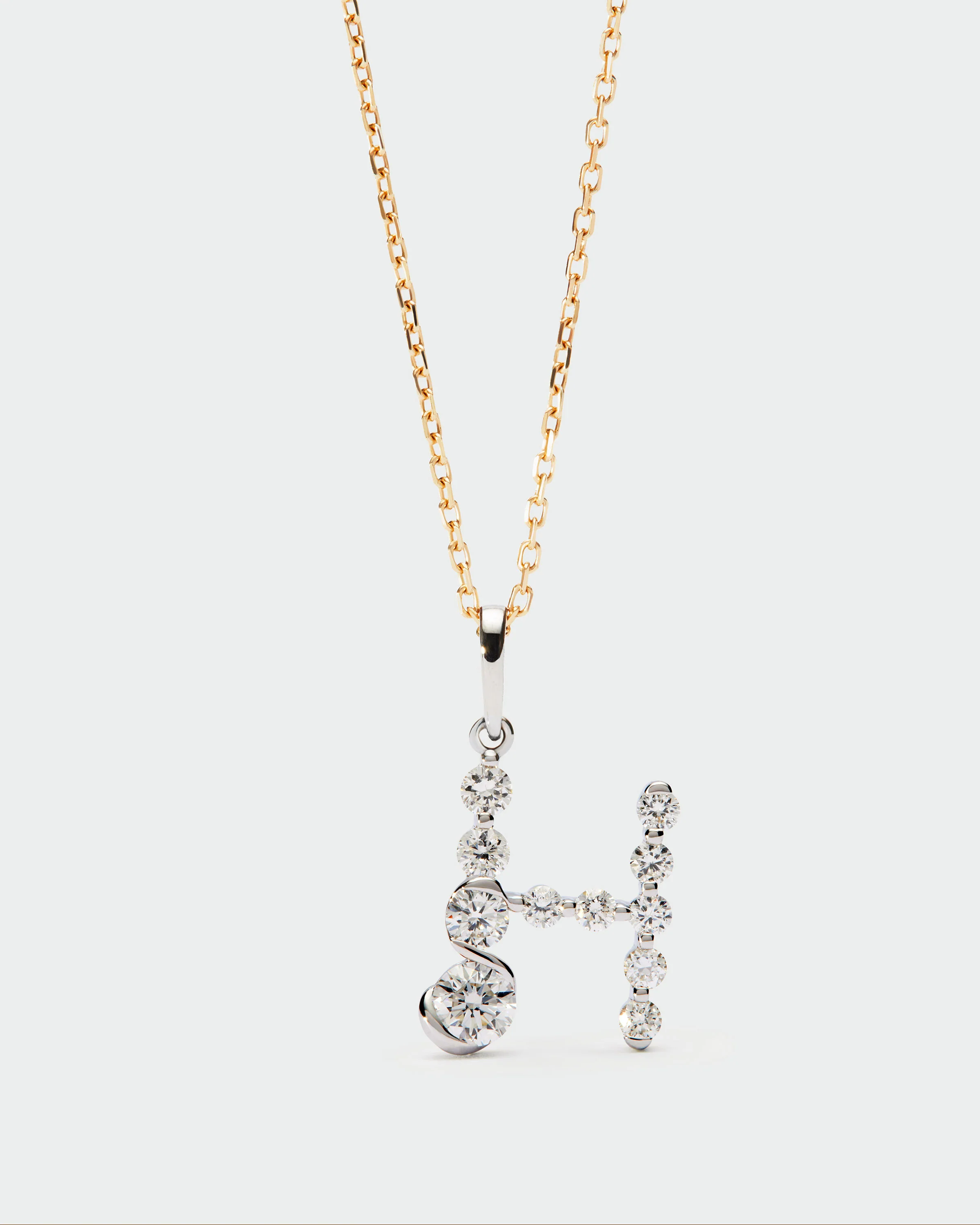 Diamonds and white gold H initial pendant 4 Diamonds and white gold H initial pendant