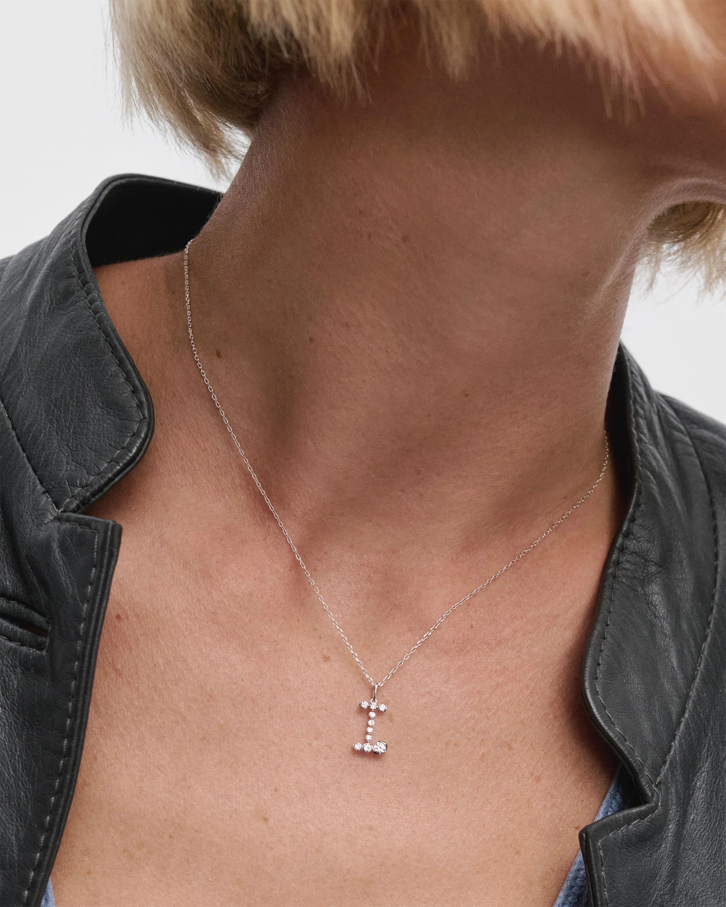 Diamonds and white gold I initial pendant