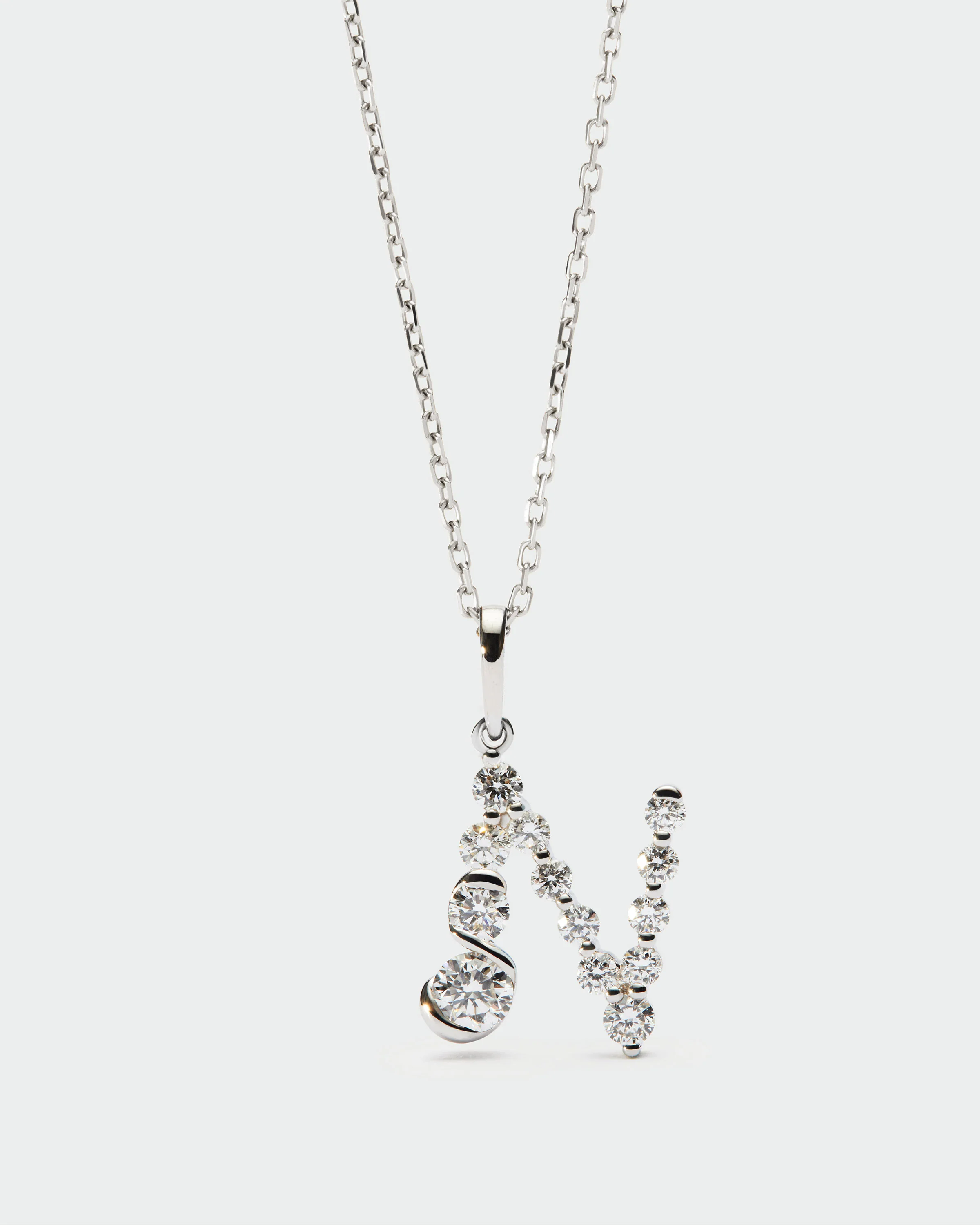 Diamonds and white gold N initial pendant 3 Diamonds and white gold N initial pendant