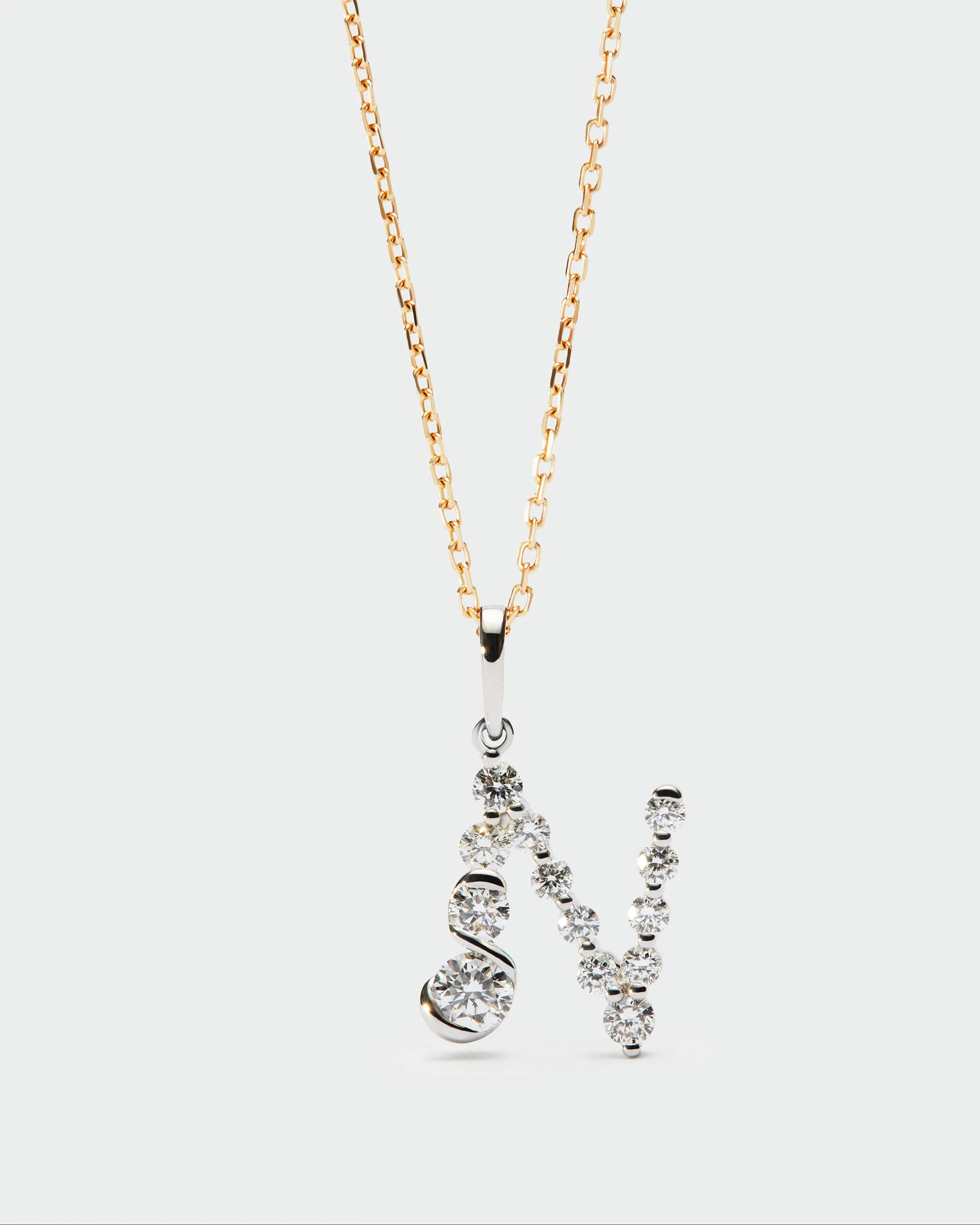 Diamonds and white gold N initial pendant 5 Diamonds and white gold N initial pendant