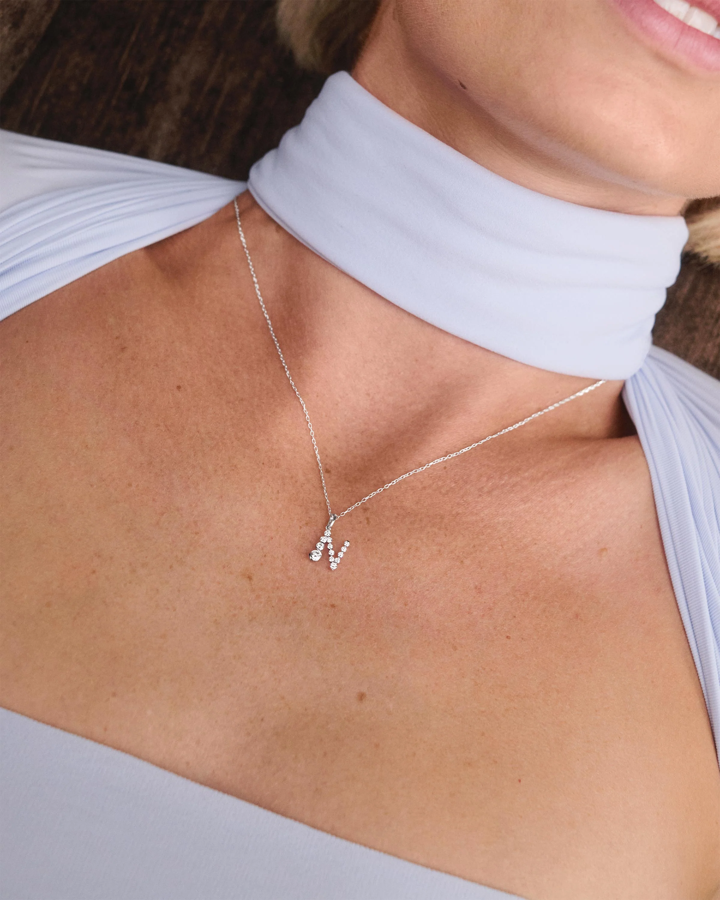 Diamonds and white gold N initial pendant 6 Diamonds and white gold N initial pendant
