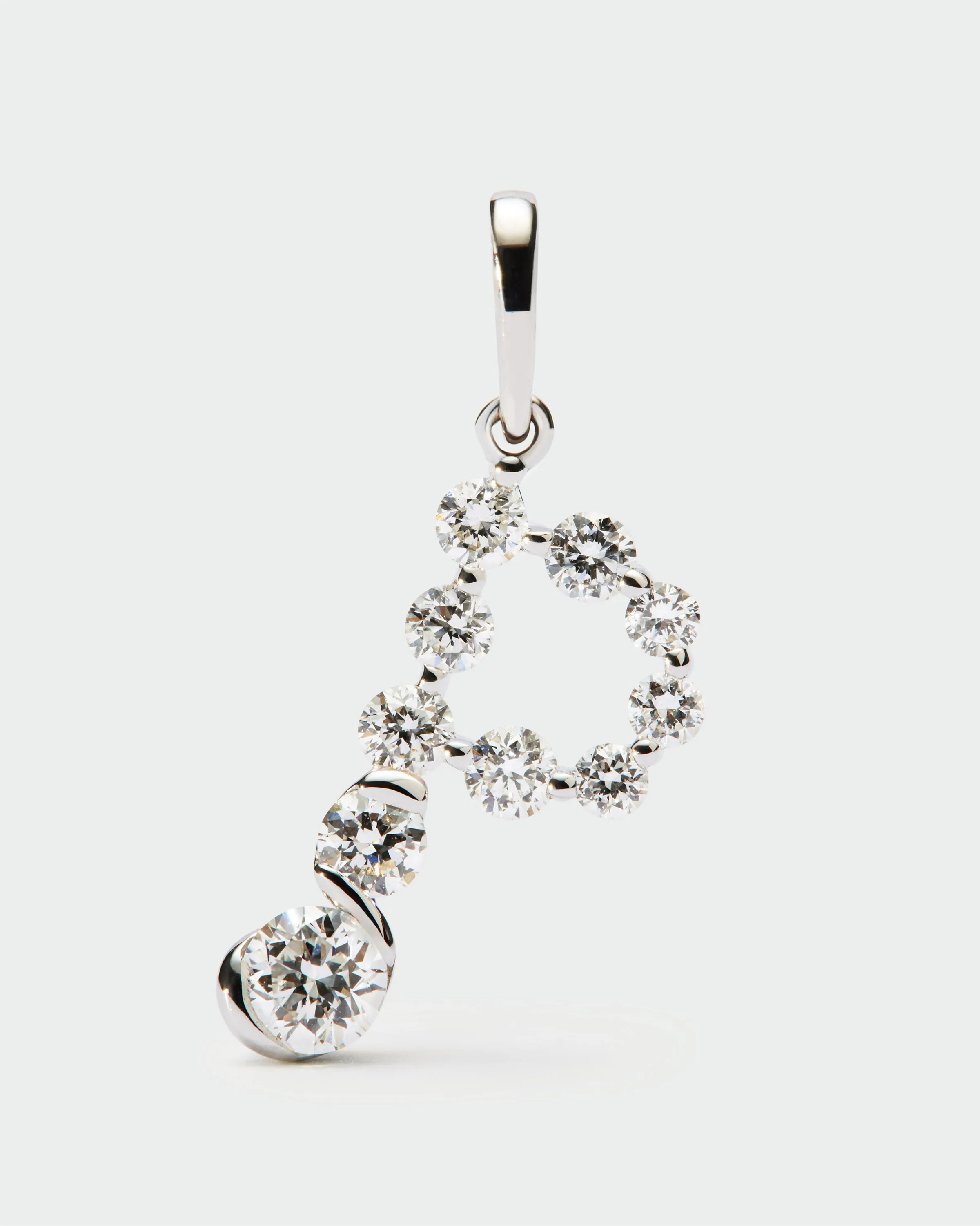 Diamonds and white gold P initial pendant