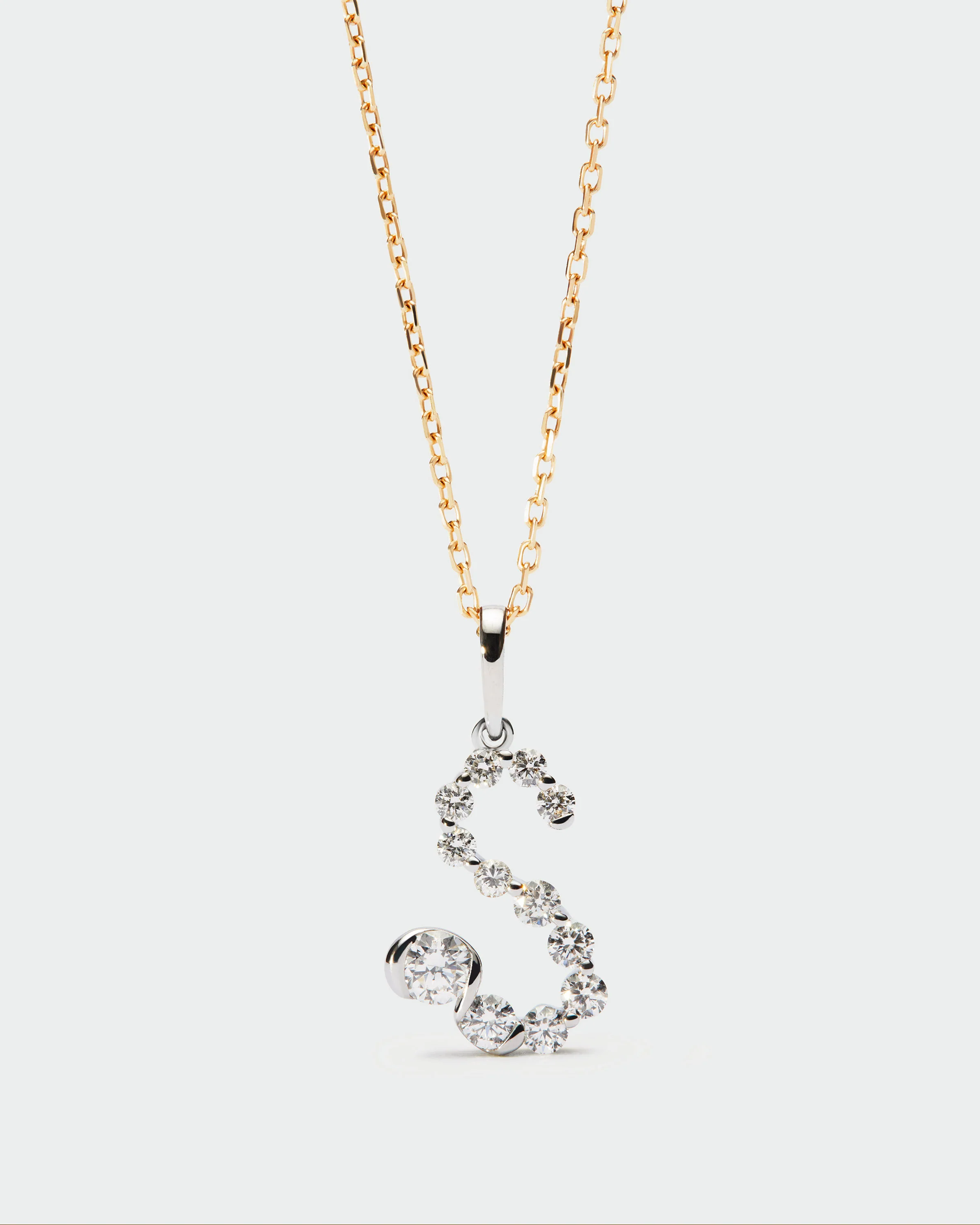 Diamonds and white gold S initial pendant 7 Diamonds and white gold S initial pendant