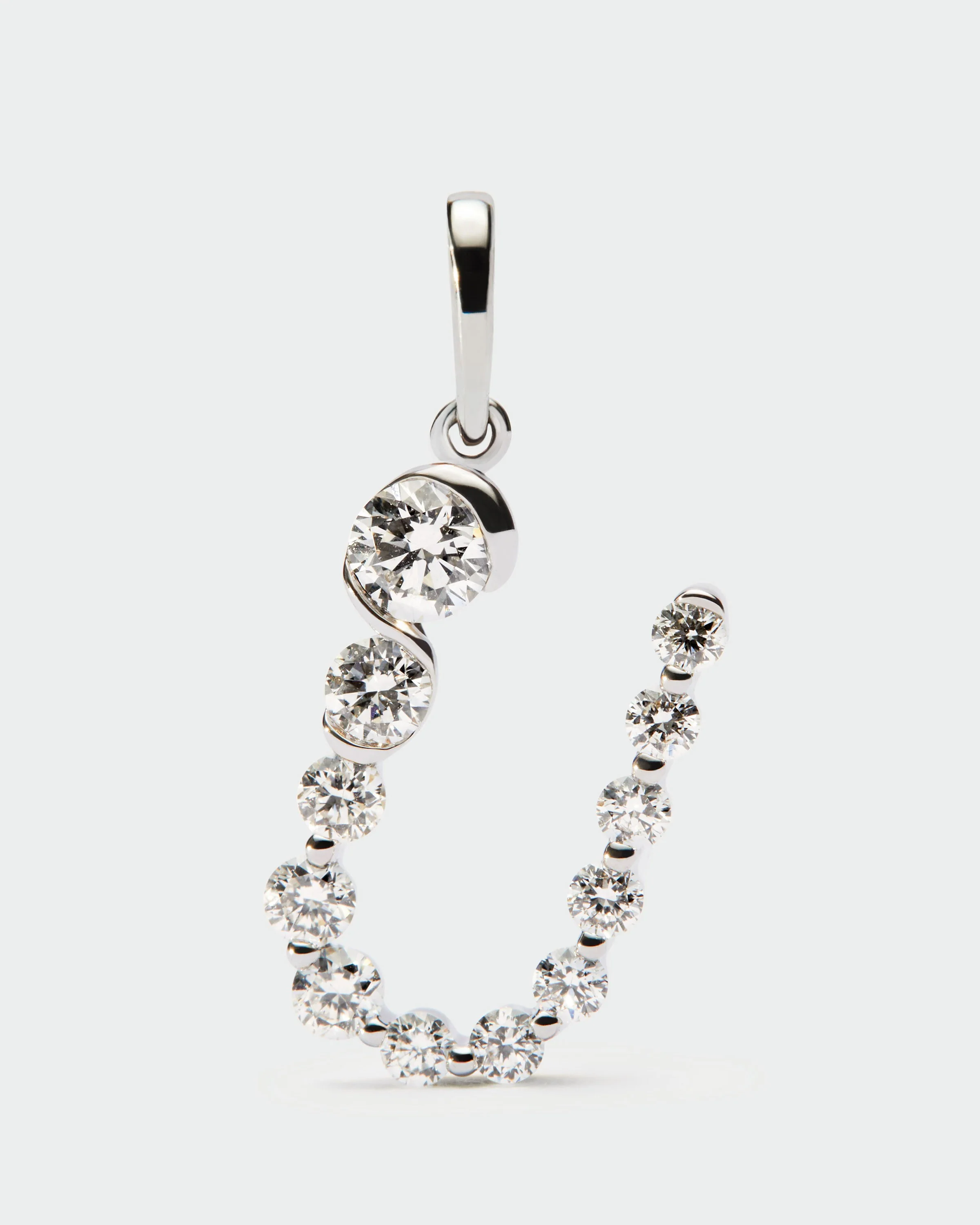Diamonds and white gold U initial pendant