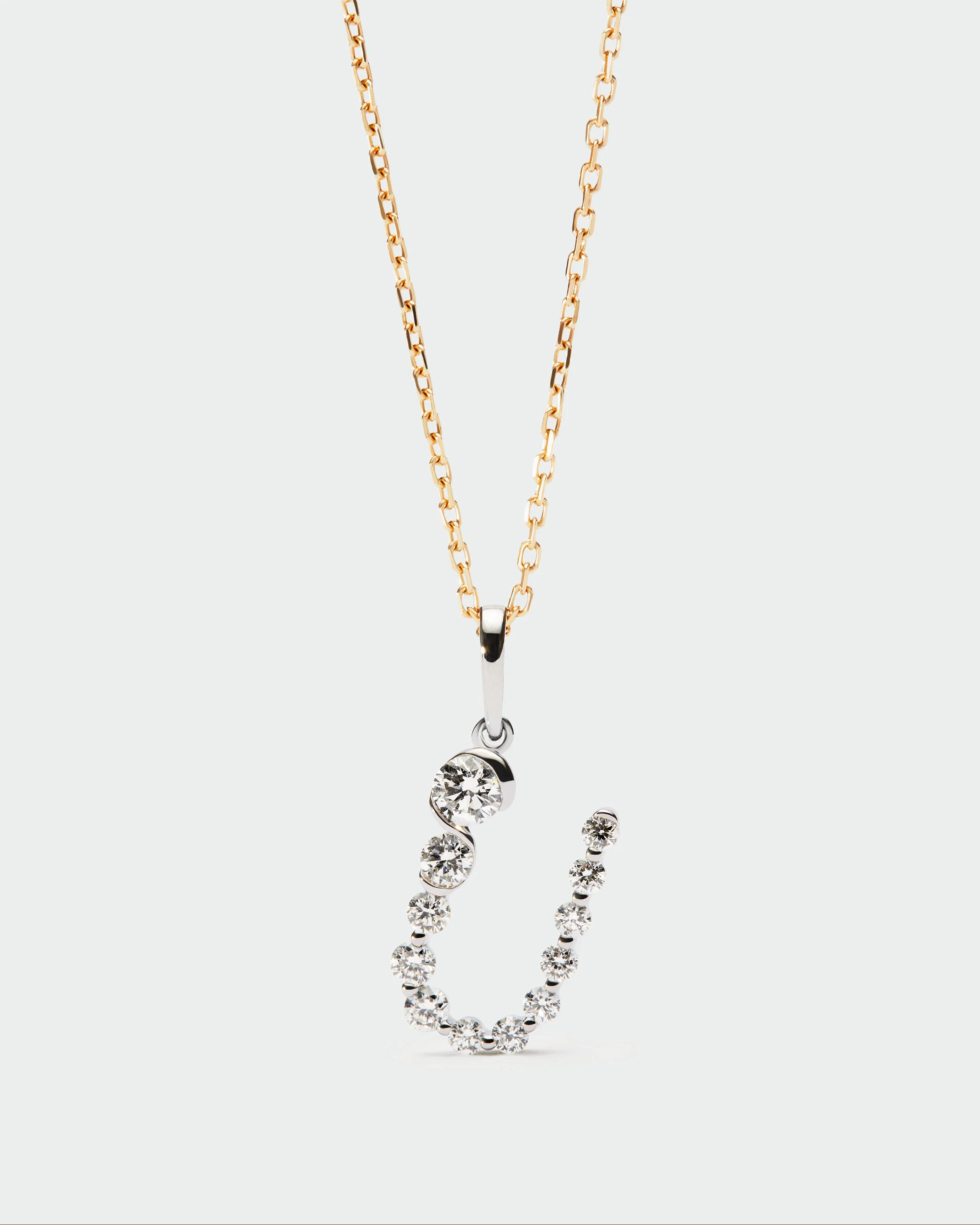Diamonds and white gold U initial pendant 5 Diamonds and white gold U initial pendant