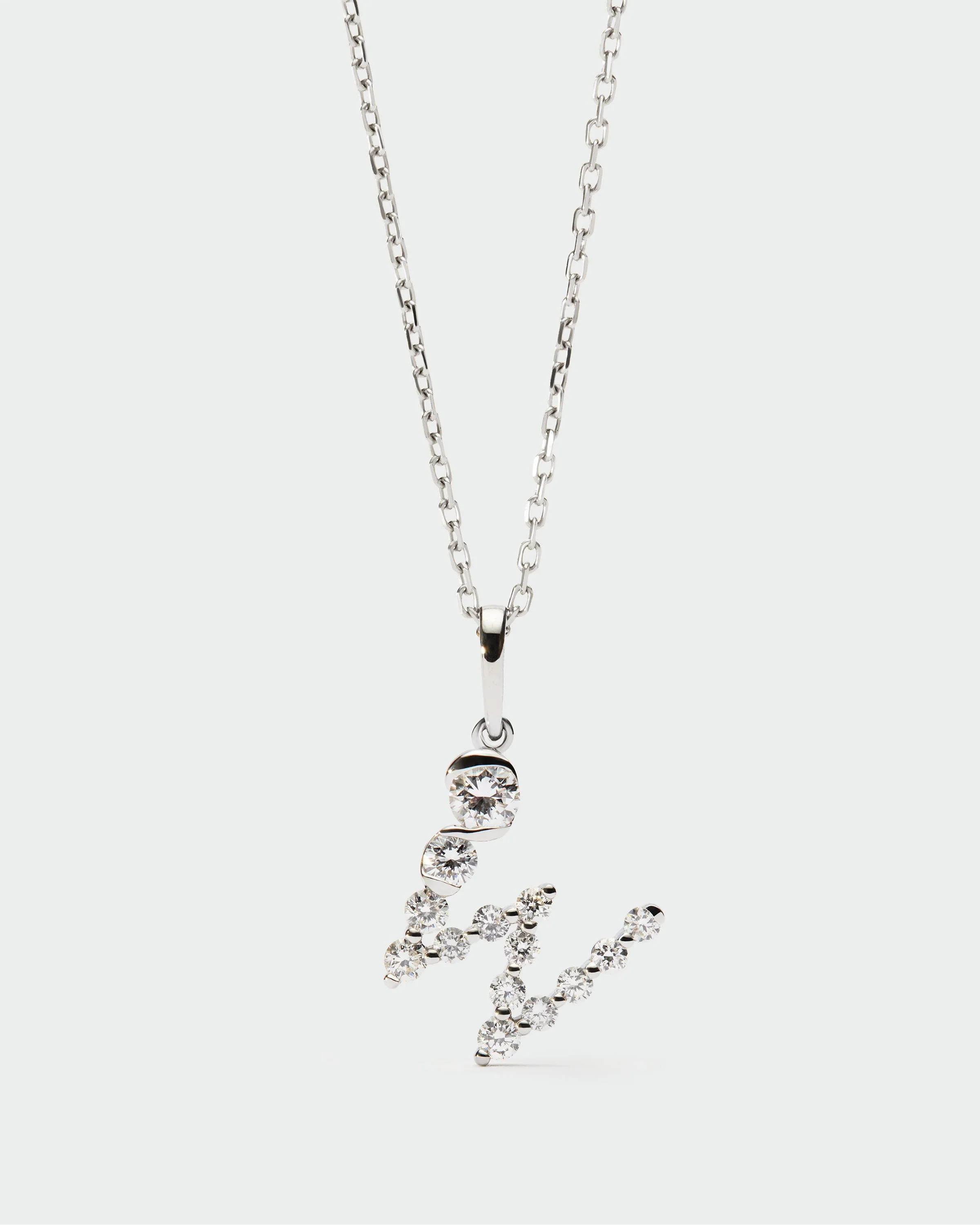 Diamonds and white gold W initial pendant 3 Diamonds and white gold W initial pendant