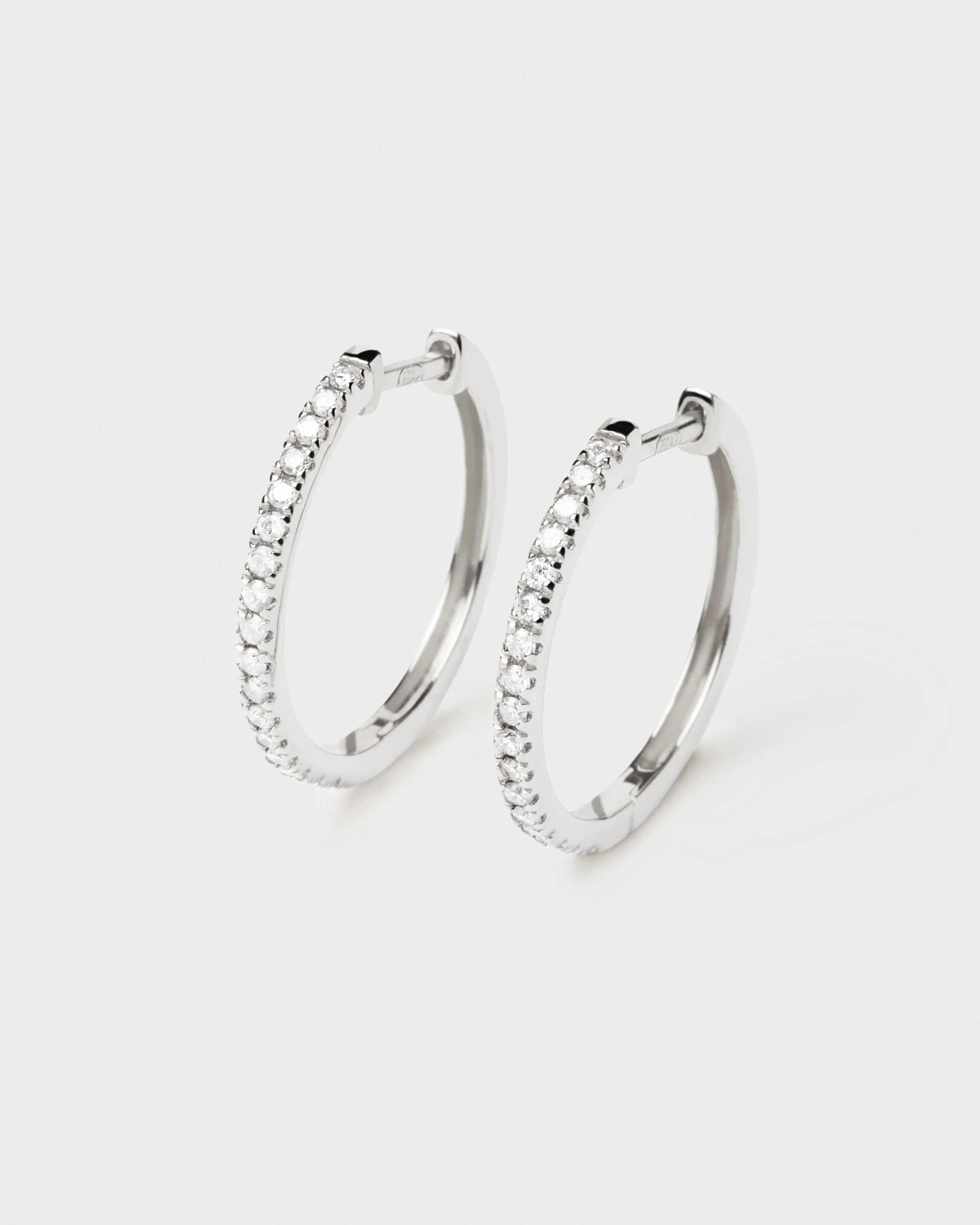 Diamonds and White Gold Eternity Medium Hoops