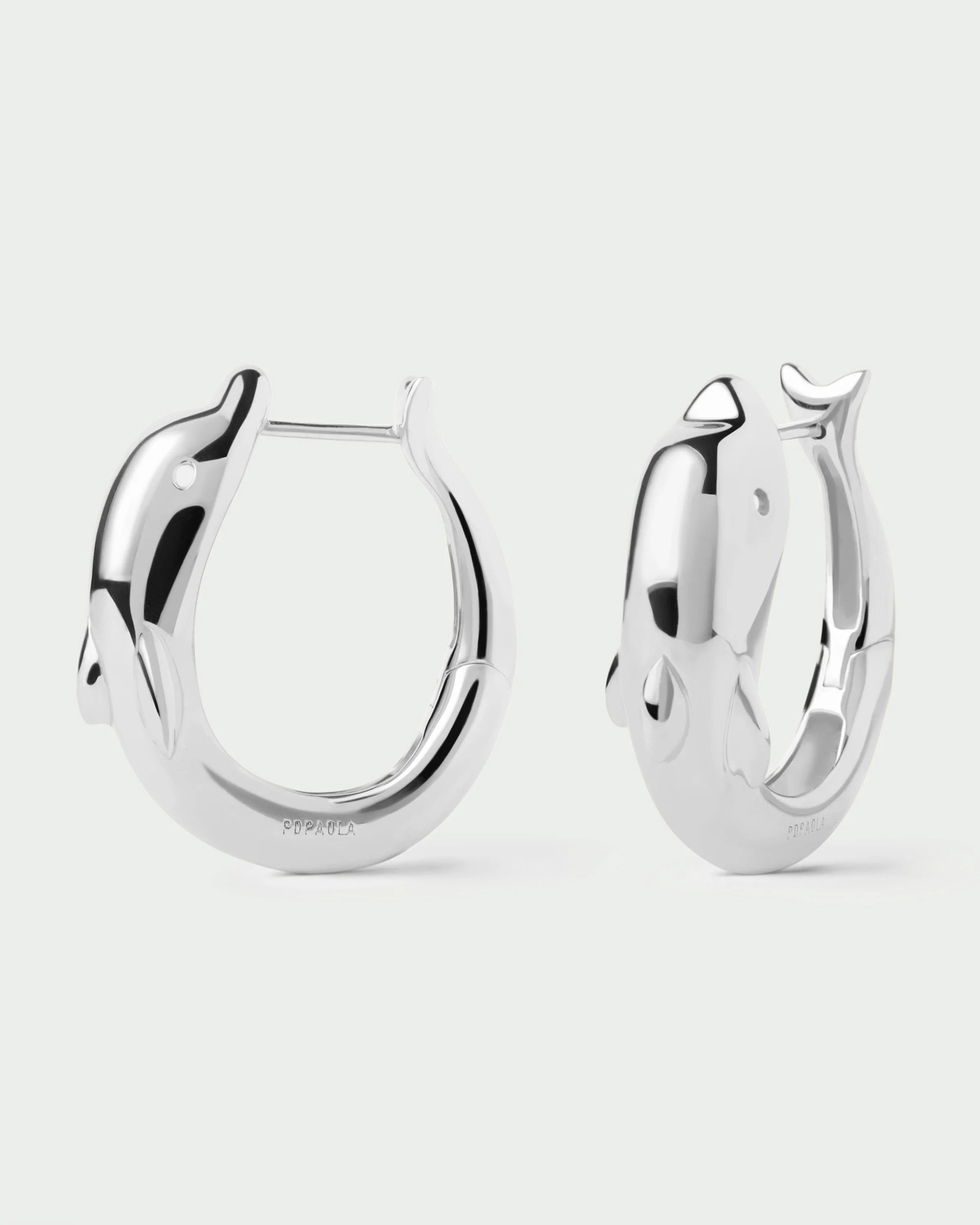 Dolphin silver hoops