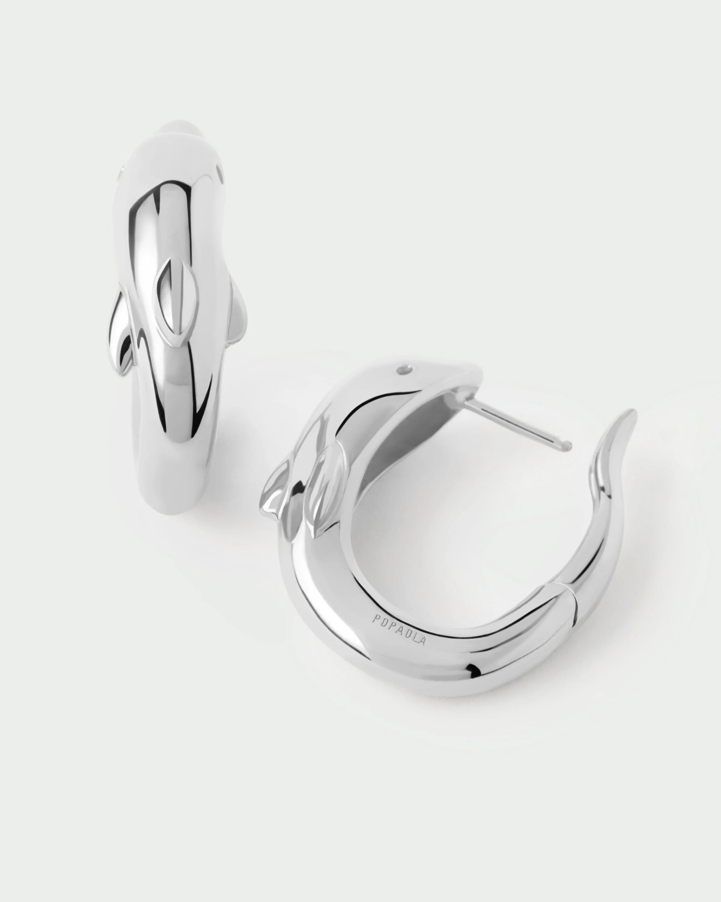 Dolphin silver hoops