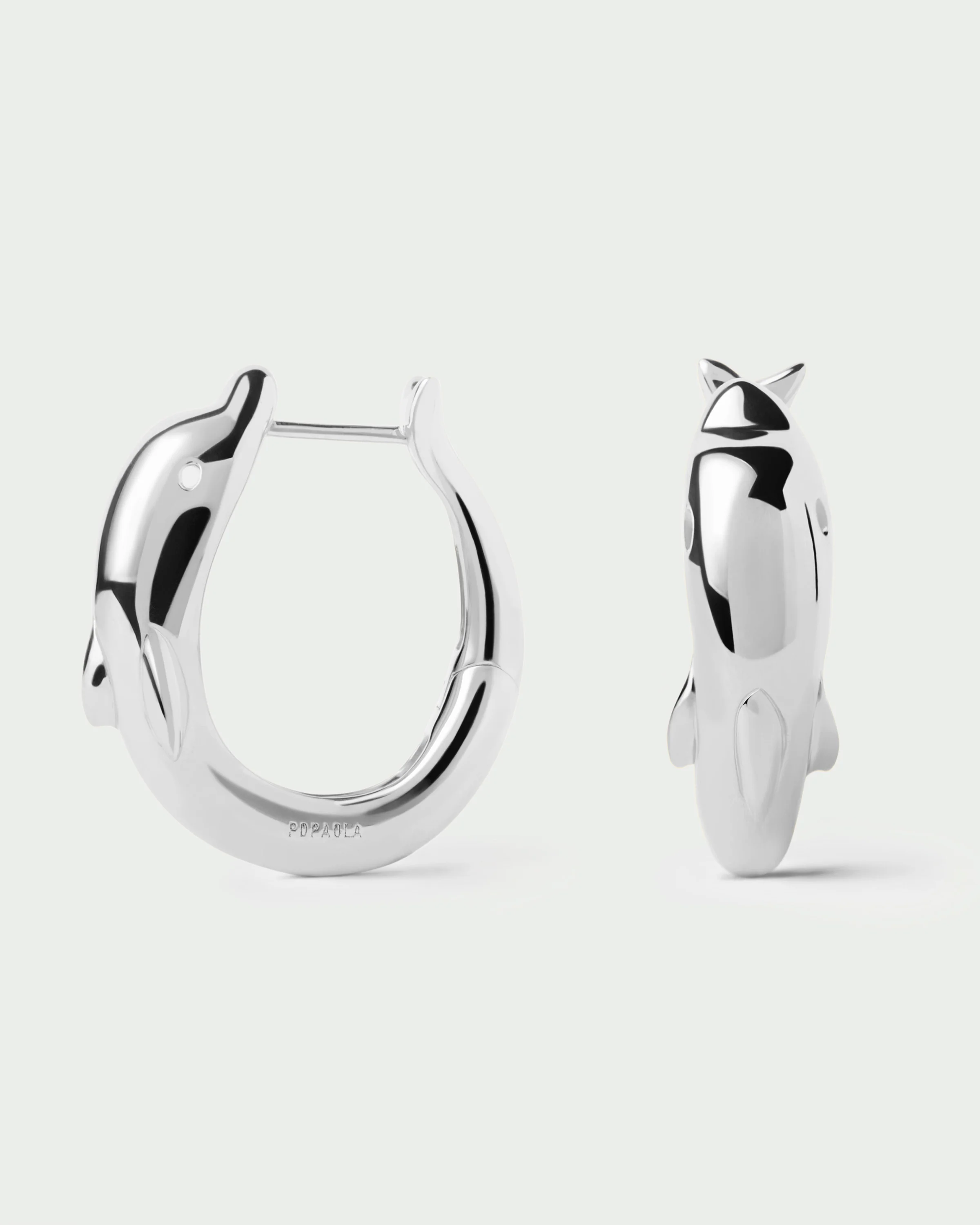 Dolphin silver hoops