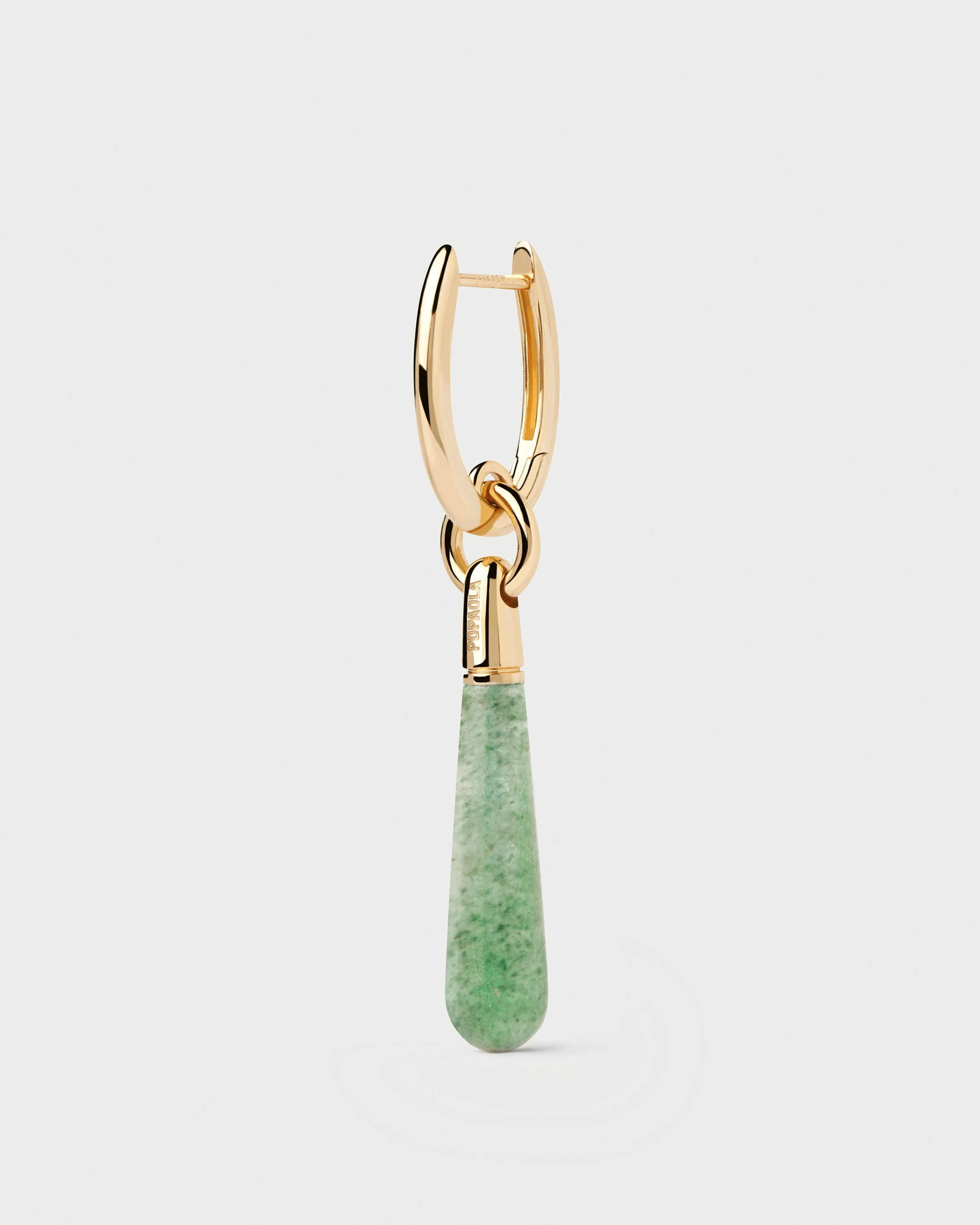 Green Aventurine Large Jupiter Single Hoop