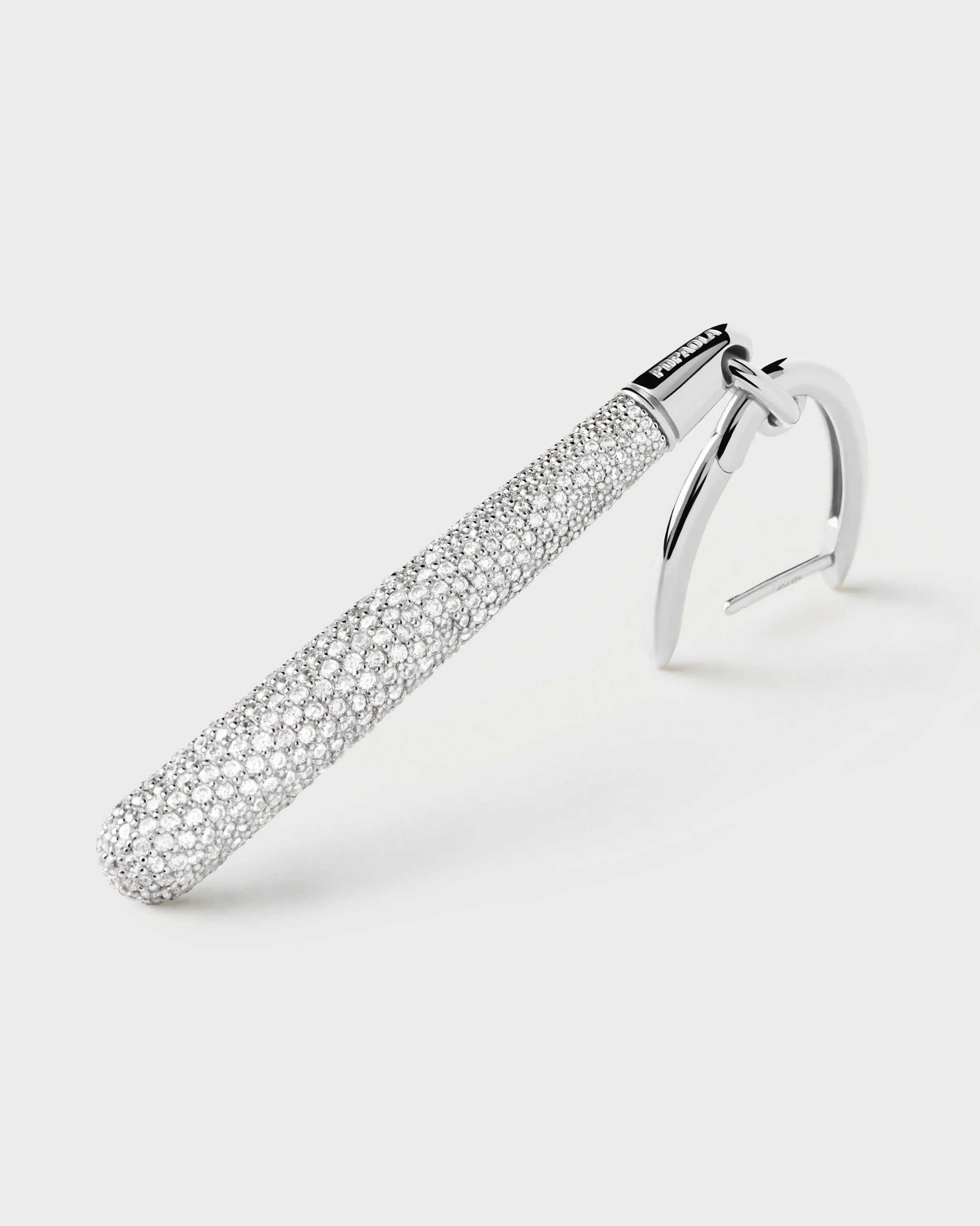 Pavé Supreme Jupiter Silver Single Hoop 3 Pavé Supreme Jupiter Silver Single Hoop