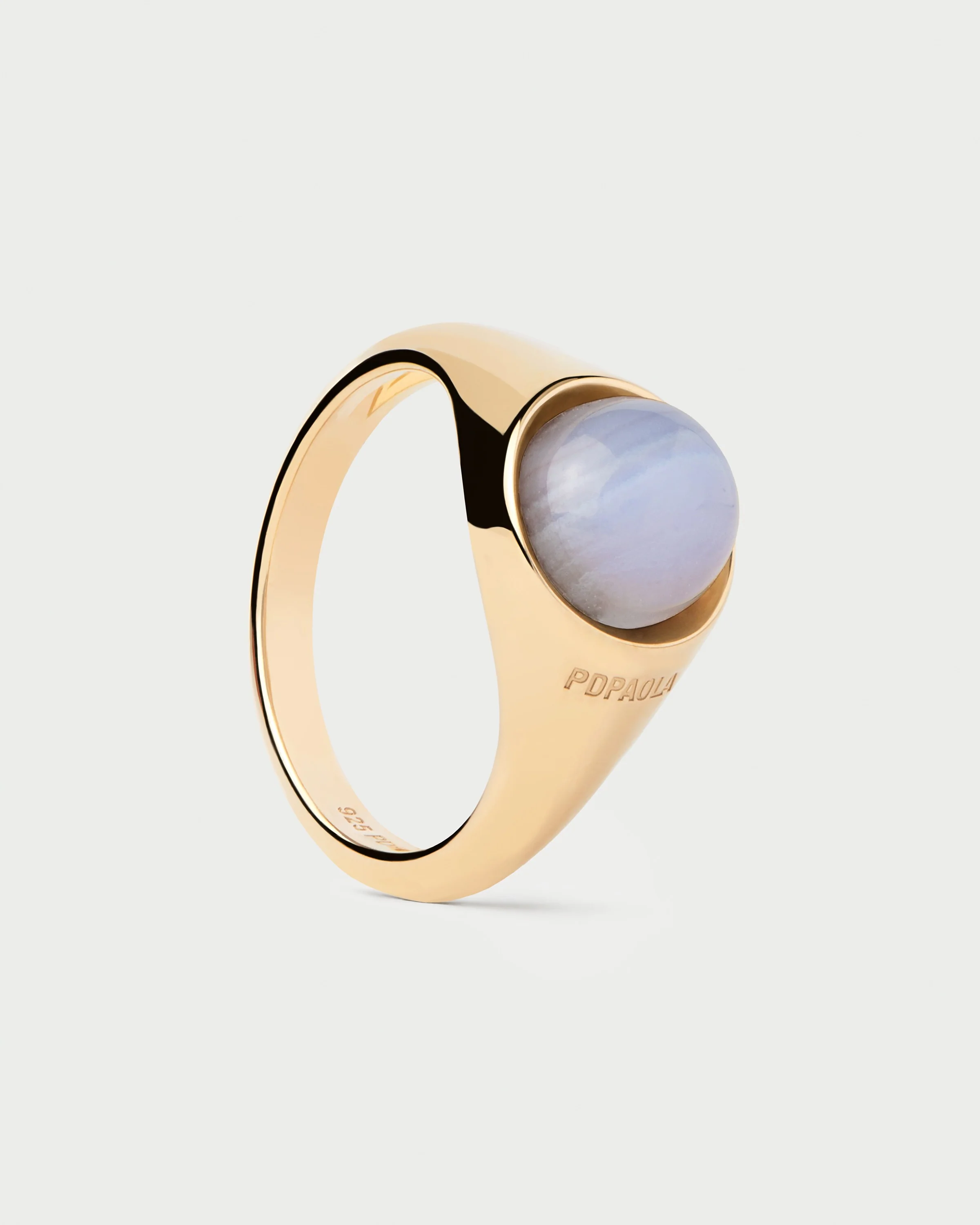 Blue lace agate Moon ring