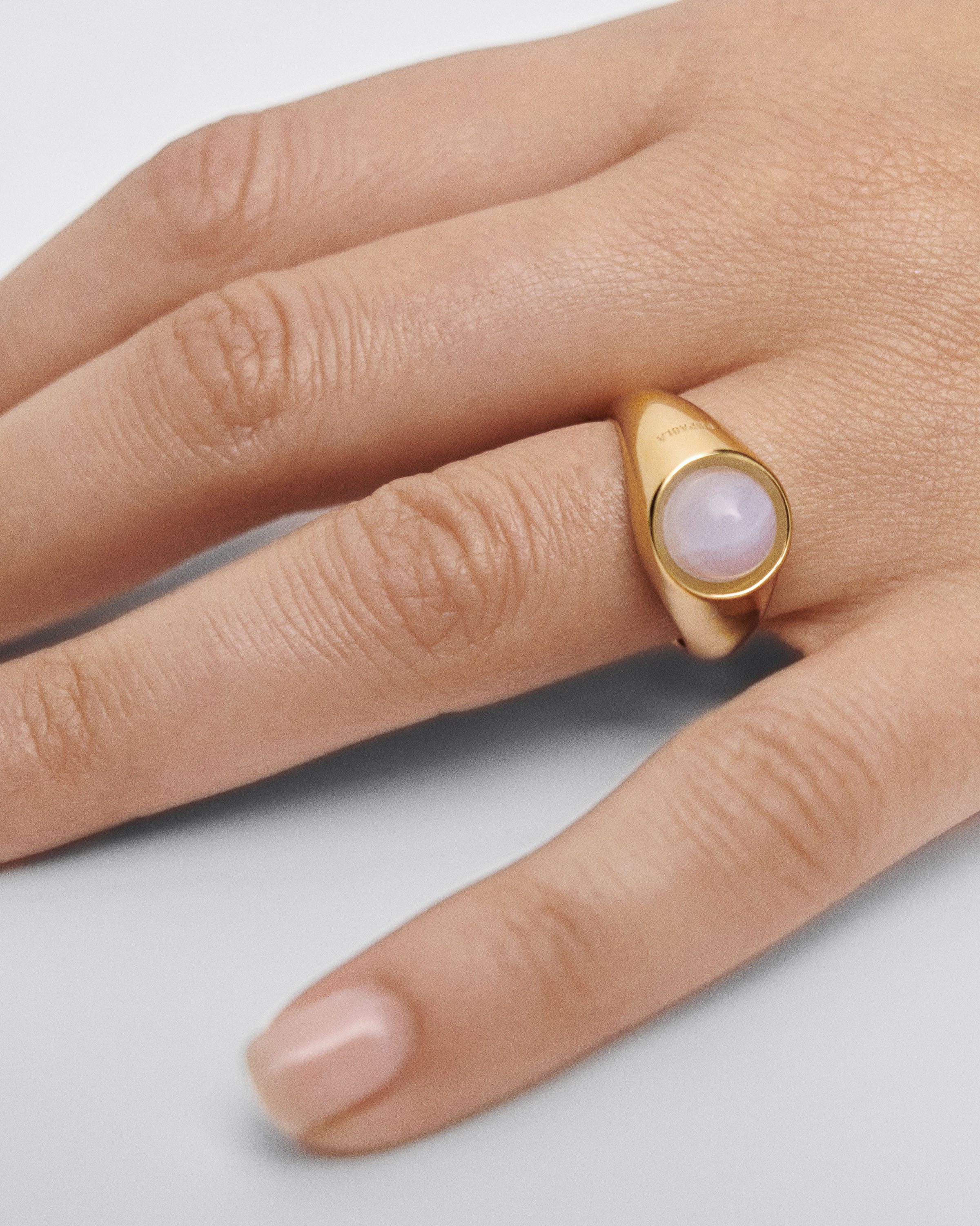 Blue lace agate Moon ring